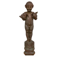 American Patinated Bronze Statue of 'Duck Baby', Signed Edith Barretto Parsons