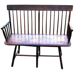Antique American Period Windsor Settee, Bamboo Turned Spindles, Early 19th Century