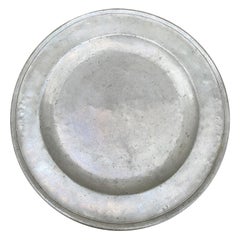 Antique American Pewter Charger, circa 1760-1840, Marked SS