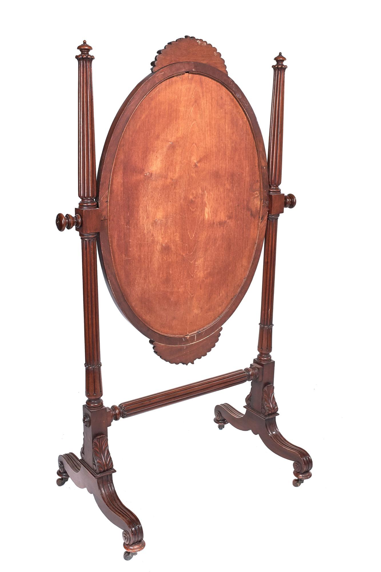 Federal American Philadelphia Empire Cheval Mirror, circa 1825 For Sale