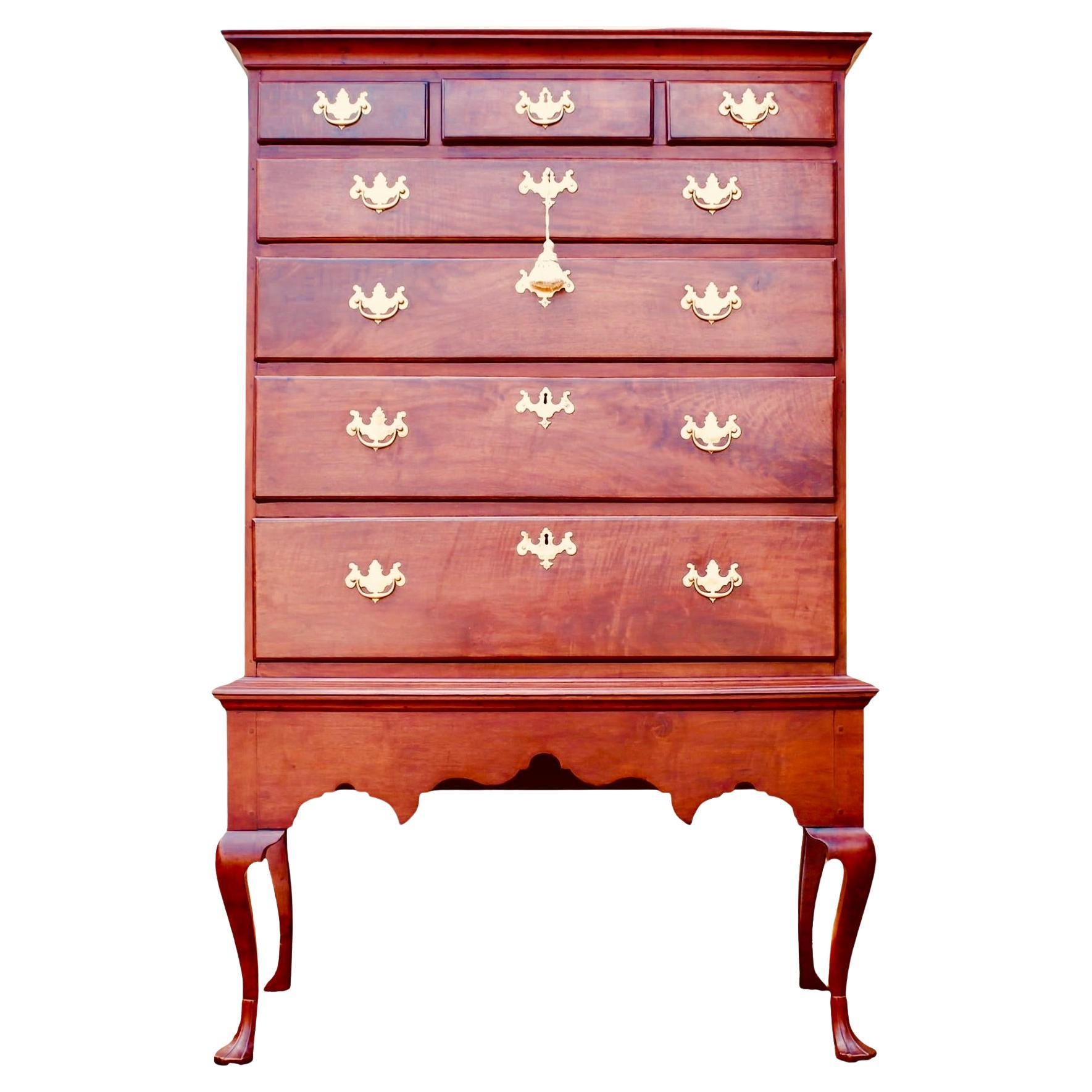 American (Philadelphia) Walnut Chest On Frame With Stocking Feet, Ca. 1750 For Sale