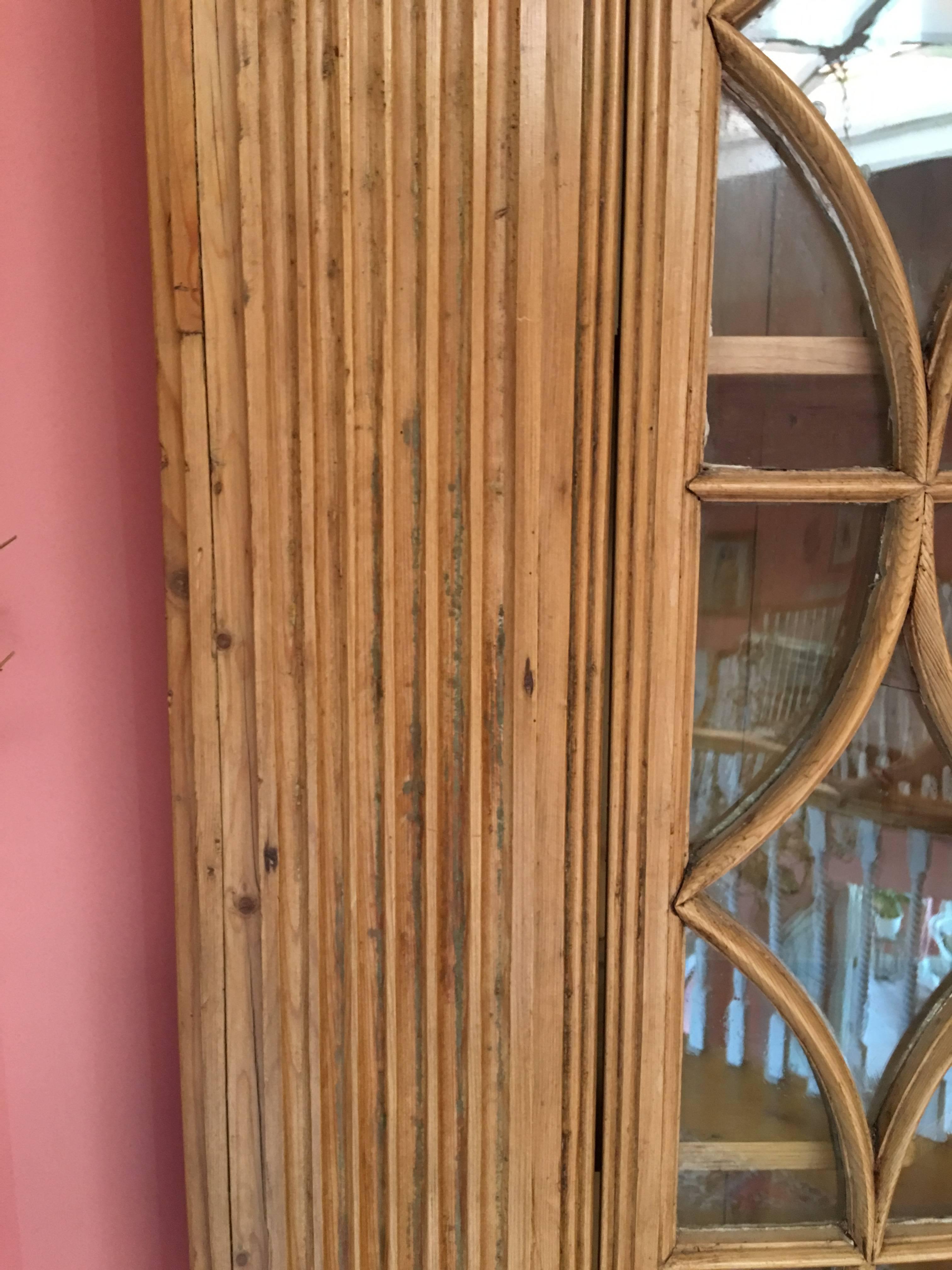 American Pine Corner Cupboard or Cabinet with Glass Doors, 19th Century 1