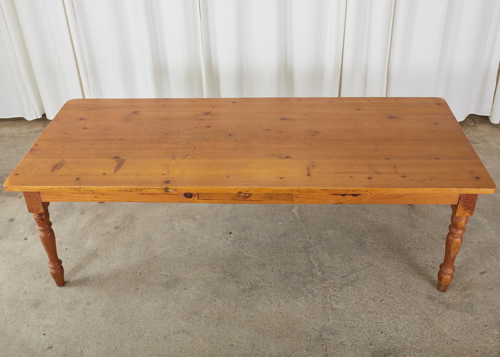 Hand-Crafted American Pine Country Farmhouse Style Dining Table