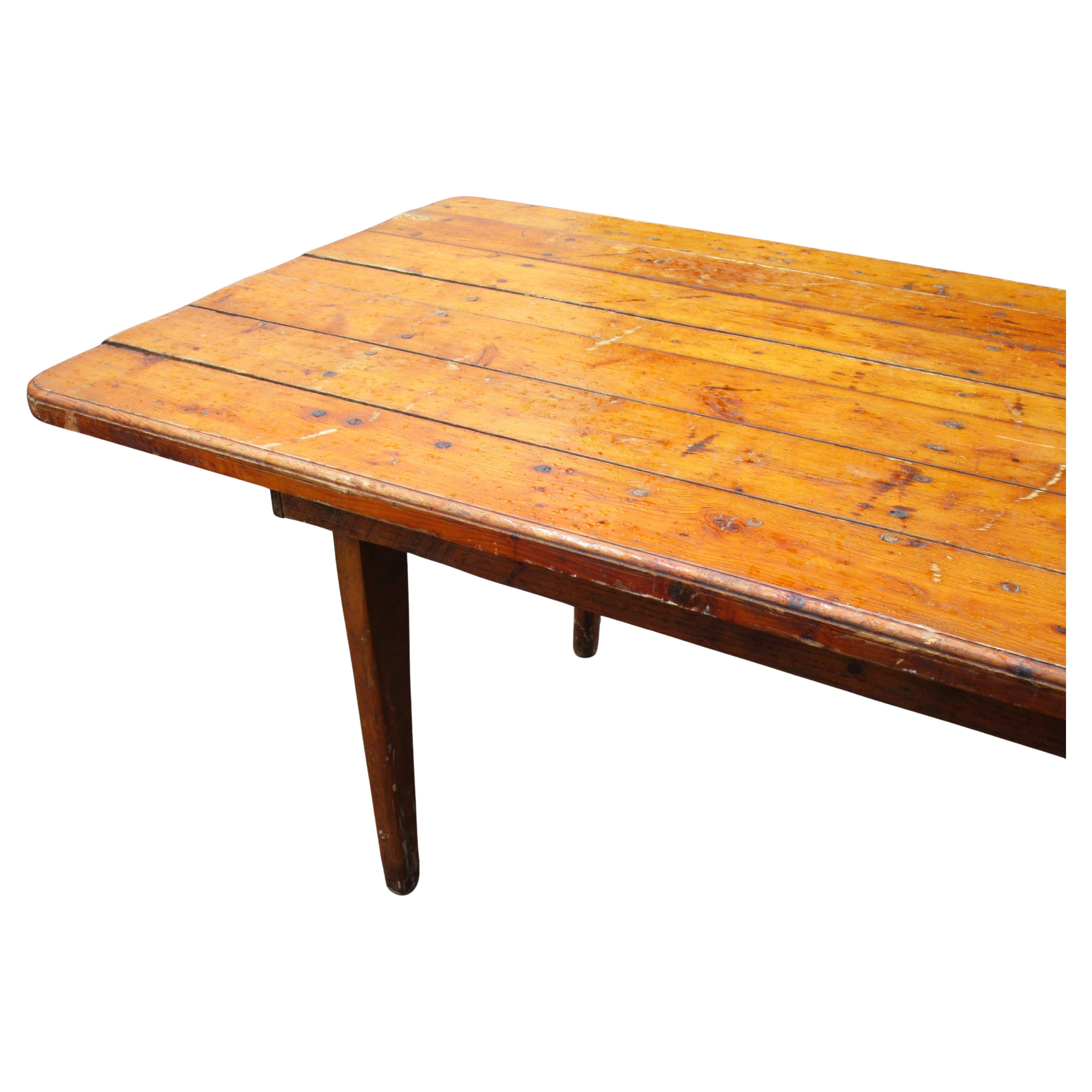 Country American Pine Farm Table, 1940's For Sale