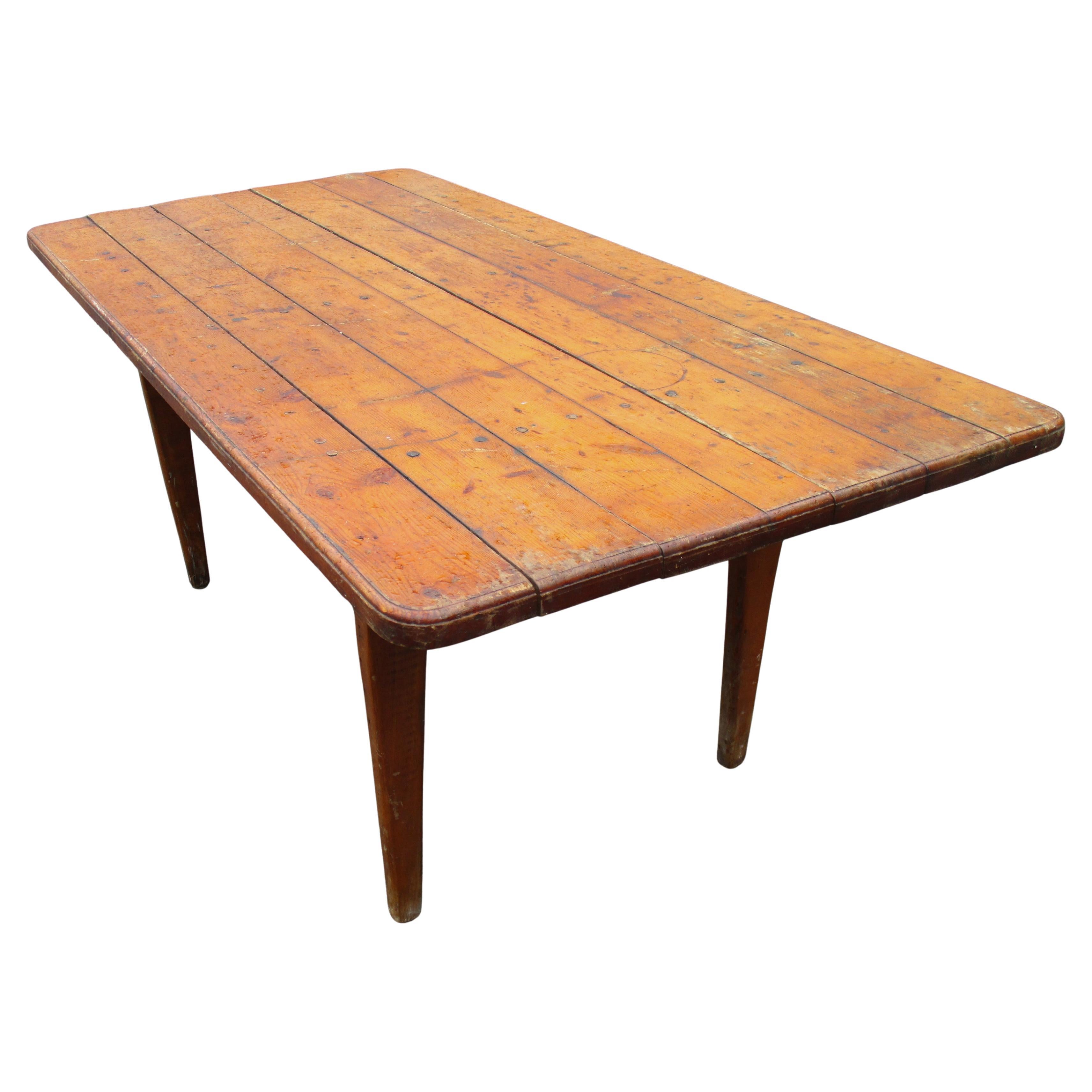 American Pine Farm Table, 1940's For Sale 1