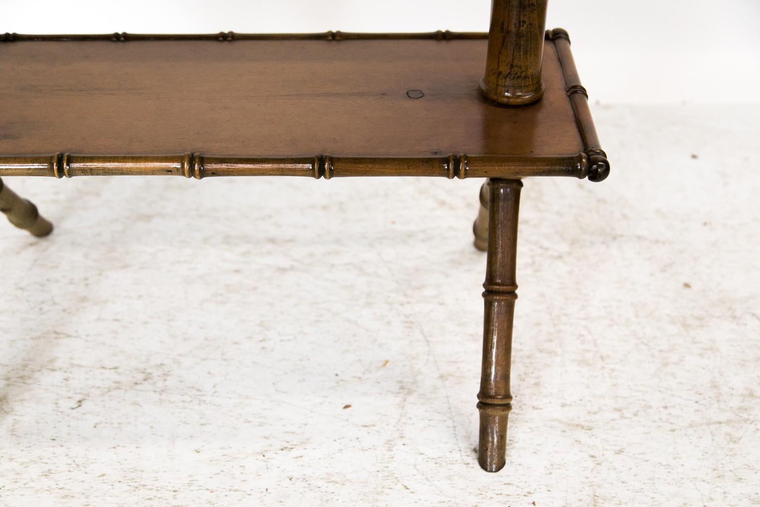 Mid-20th Century American Pine Faux Bamboo Side Table