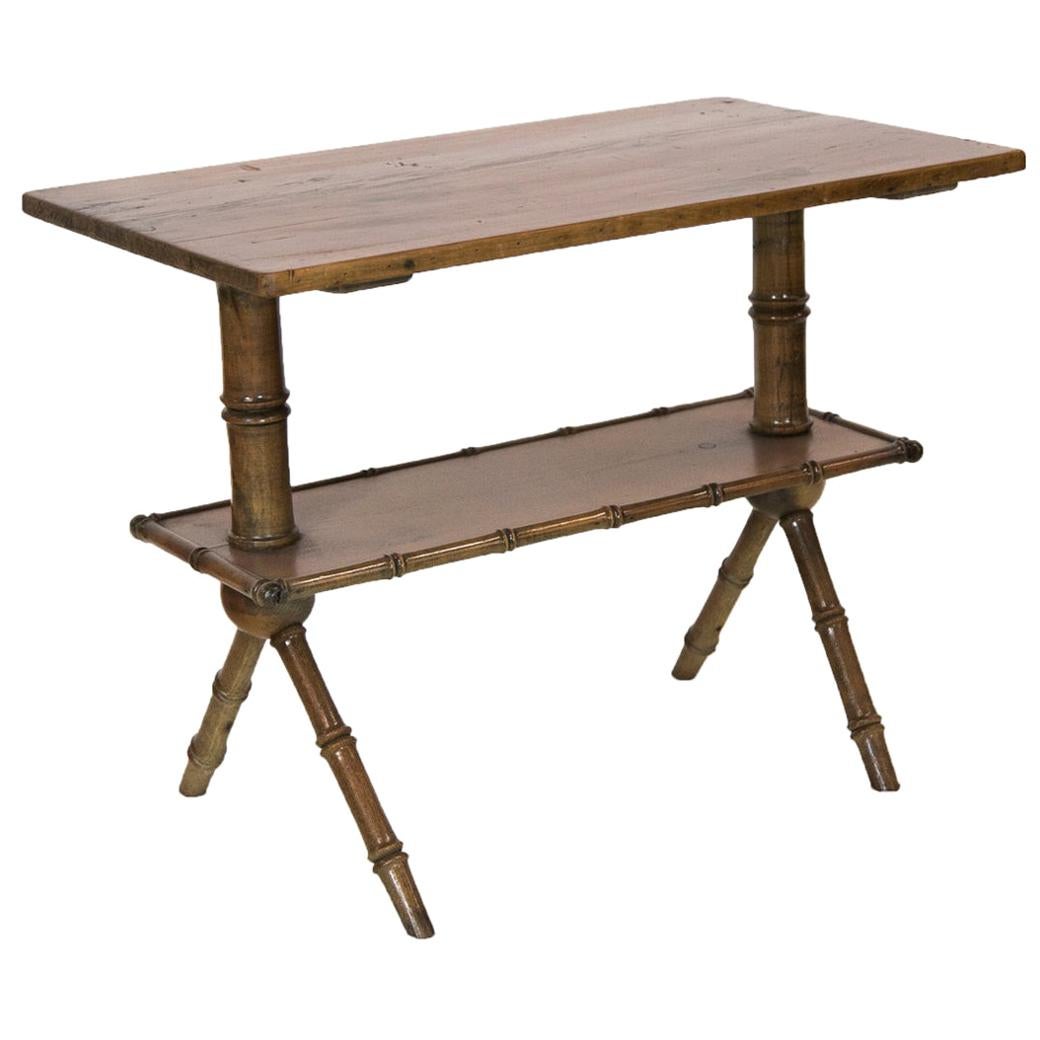 American Pine Faux Bamboo Side Table