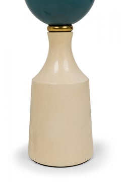 American Plaster Harlequin Balustrade White & Blue Painted Table Lamp