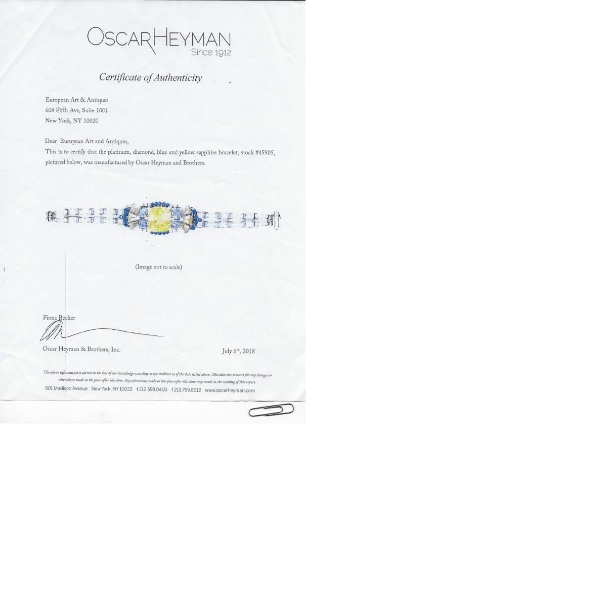 American Platinum Bracelet with Diamonds and Sapphires by Oscar Heyman 1