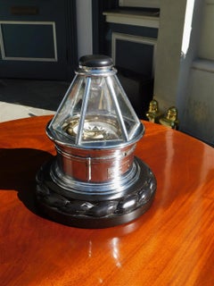 Binnacle américain en acier poli avec base sculptée en corde, Phil. C. 1880