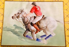American Polo Painting, "Polo Player" Signed Jolly 79, Antonio Herrera #3 Mexico