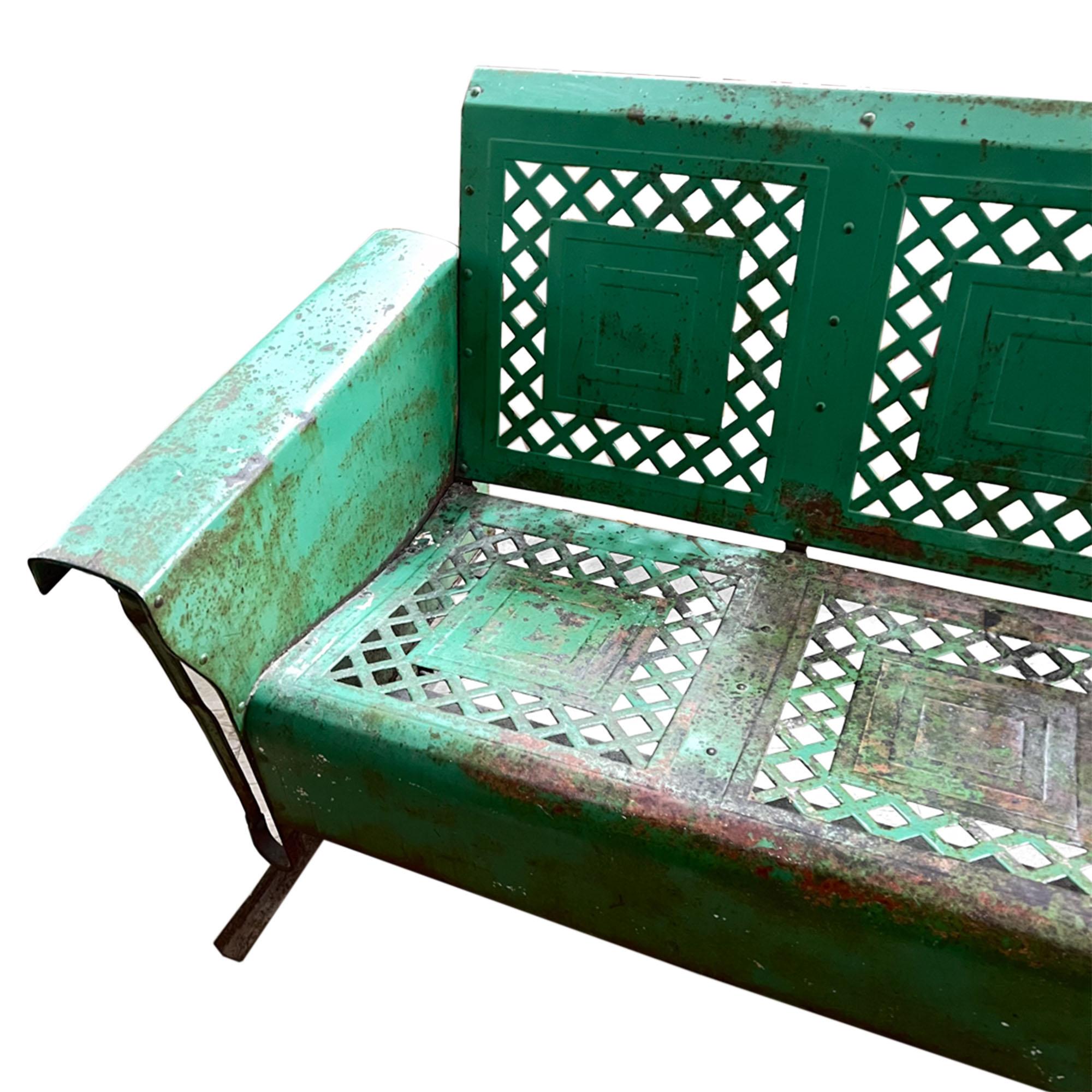 American Colonial American Porch Glider with Original Green Paint, 1950s by Bunting For Sale
