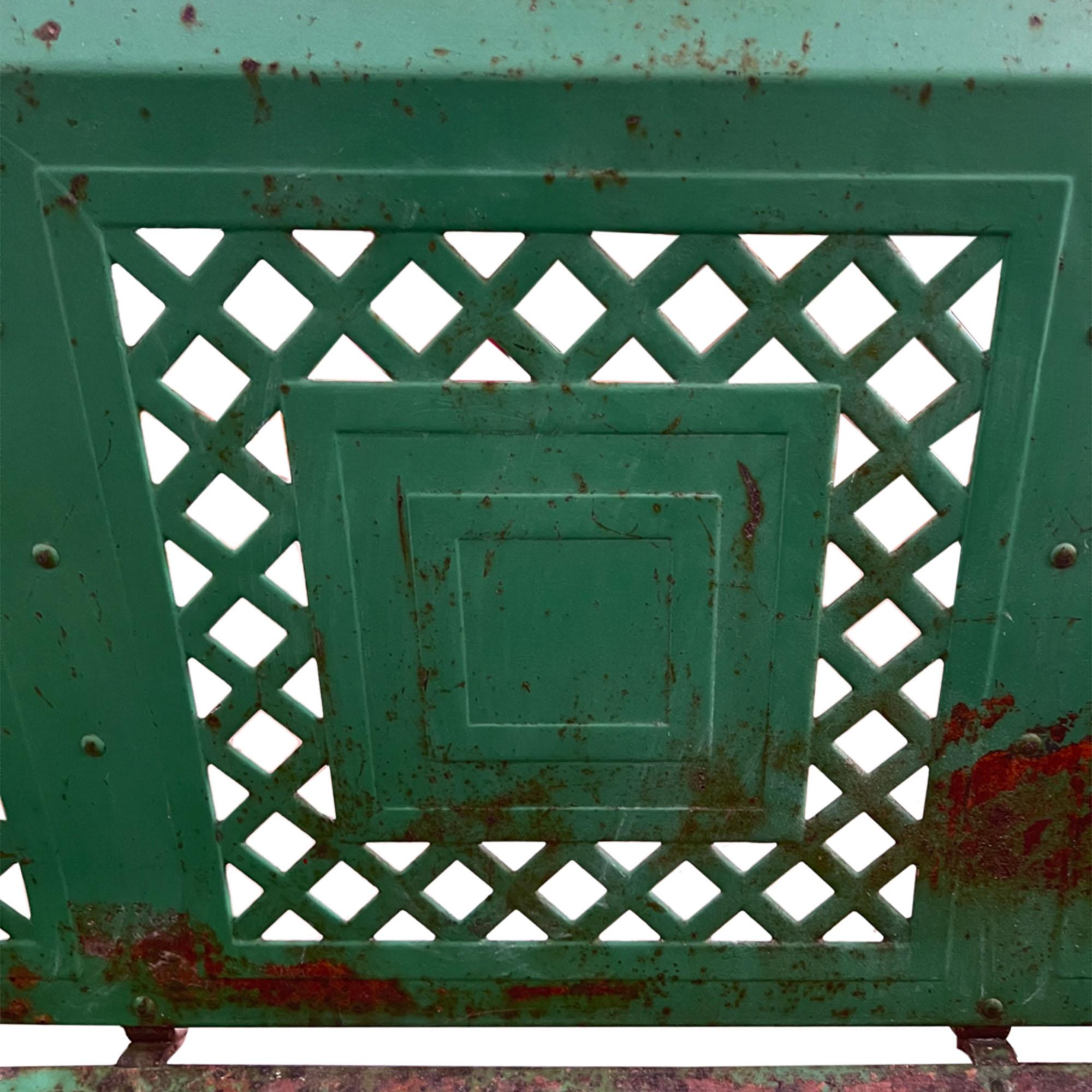 Metalwork American Porch Glider with Original Green Paint, 1950s by Bunting For Sale