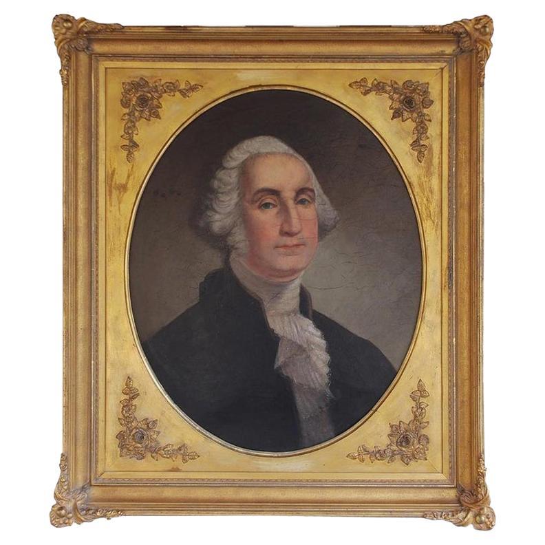 American Portrait of George Washington Oil on Canvas in Gilt Frame, Circa 1830