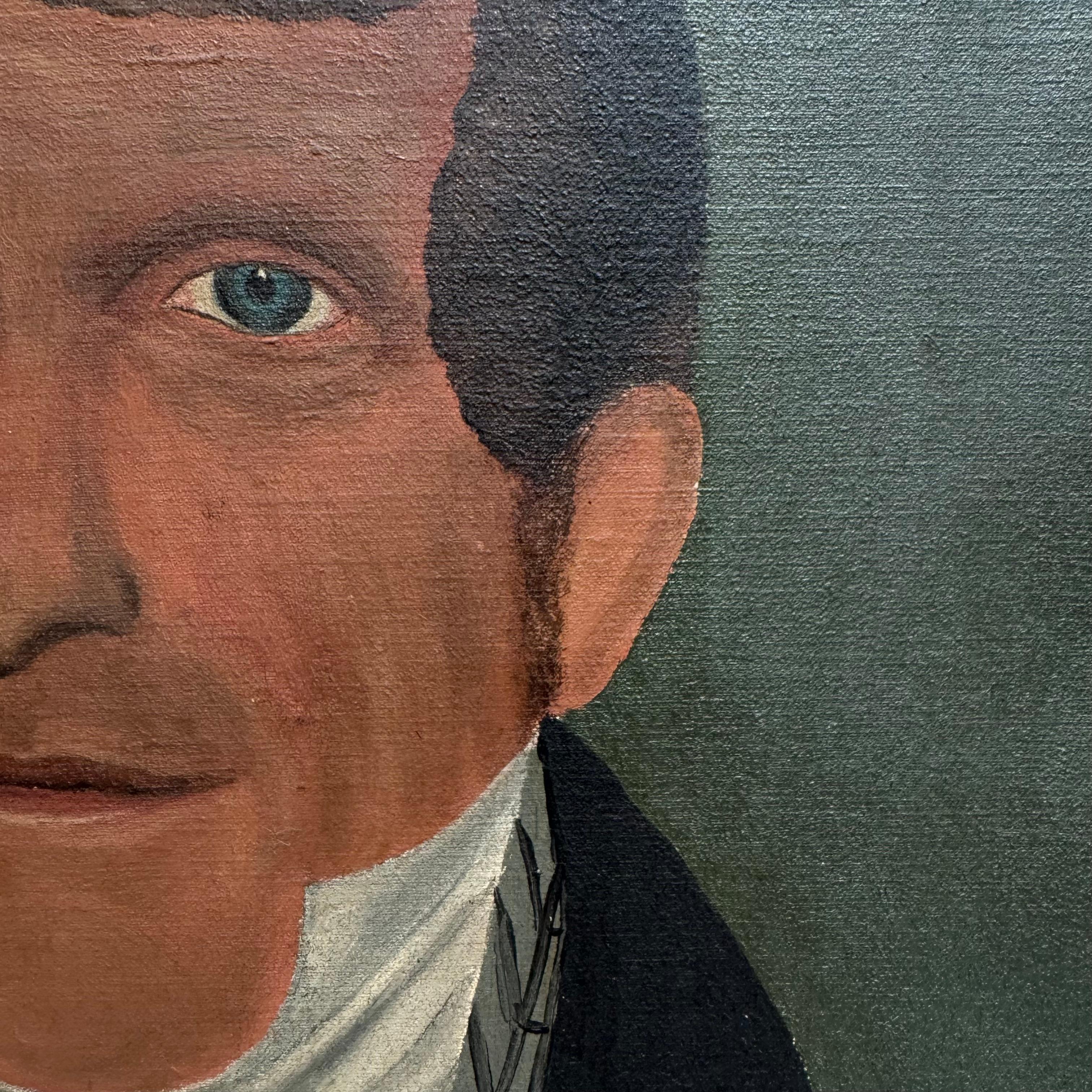 Oil on canvas portrait painting of a man in smart attire in the original gilt frame
American 1880