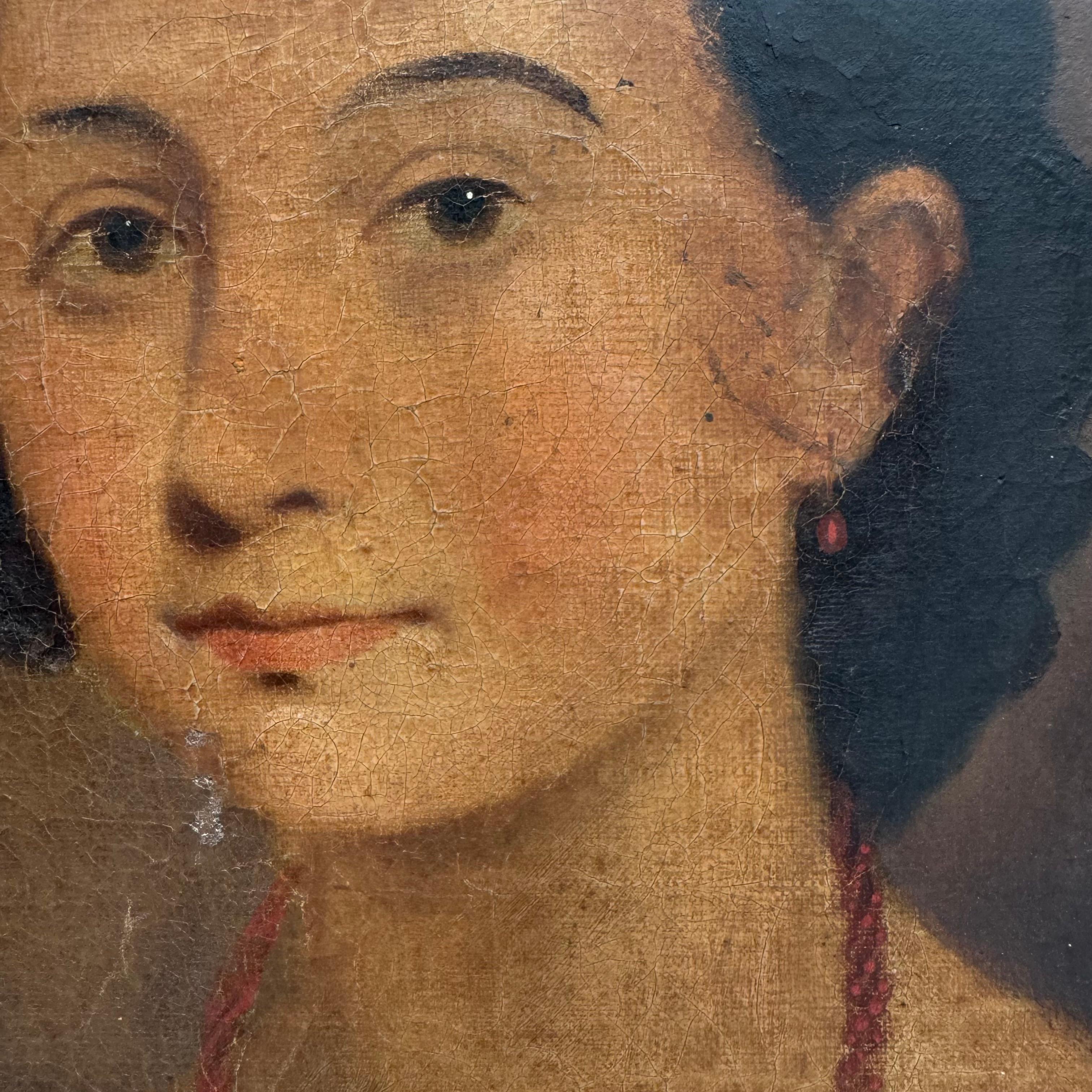 American Portrait Oil on Canvas Painting In Good Condition For Sale In Haywards Heath, GB