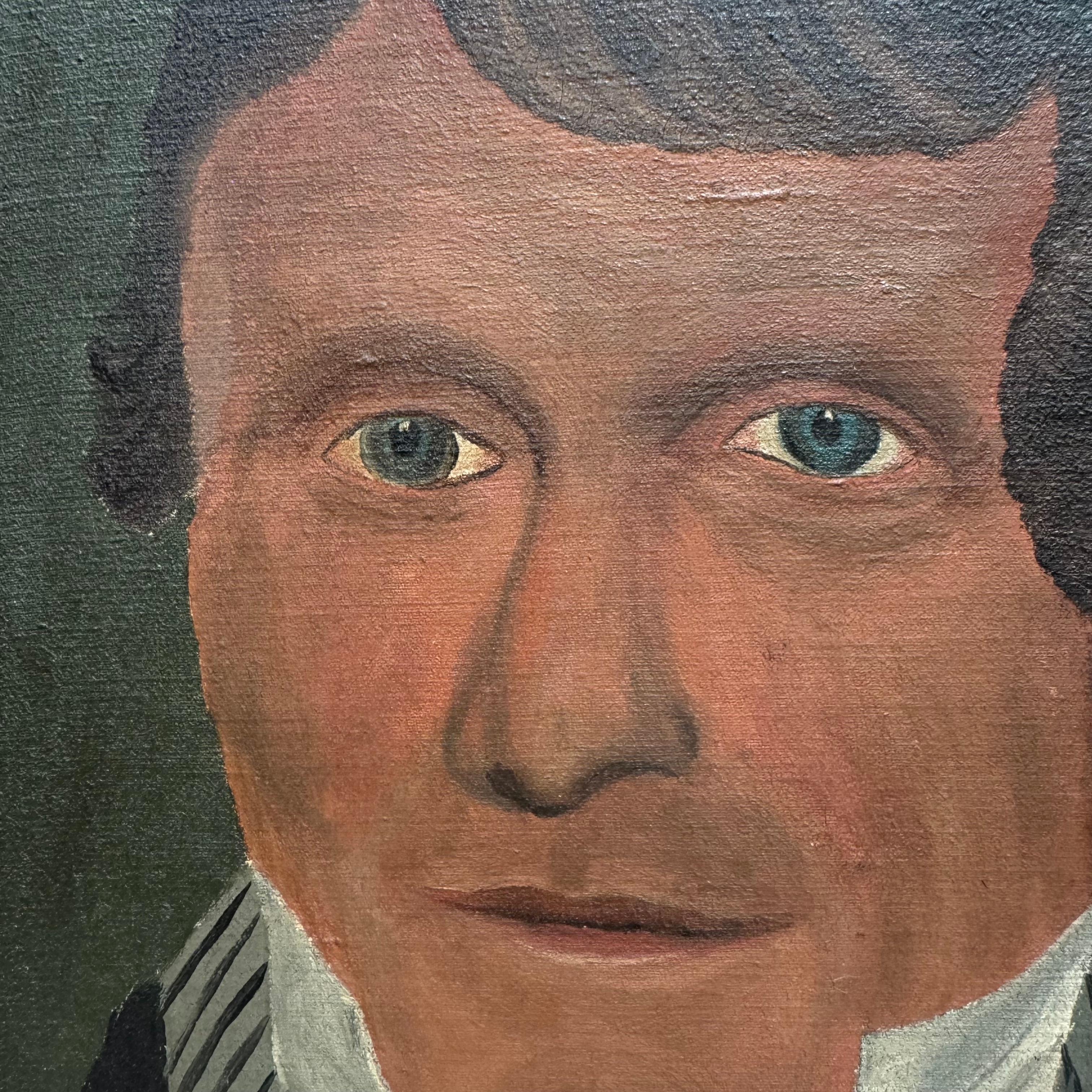 American Portrait Oil on Canvas Painting In Good Condition For Sale In Haywards Heath, GB