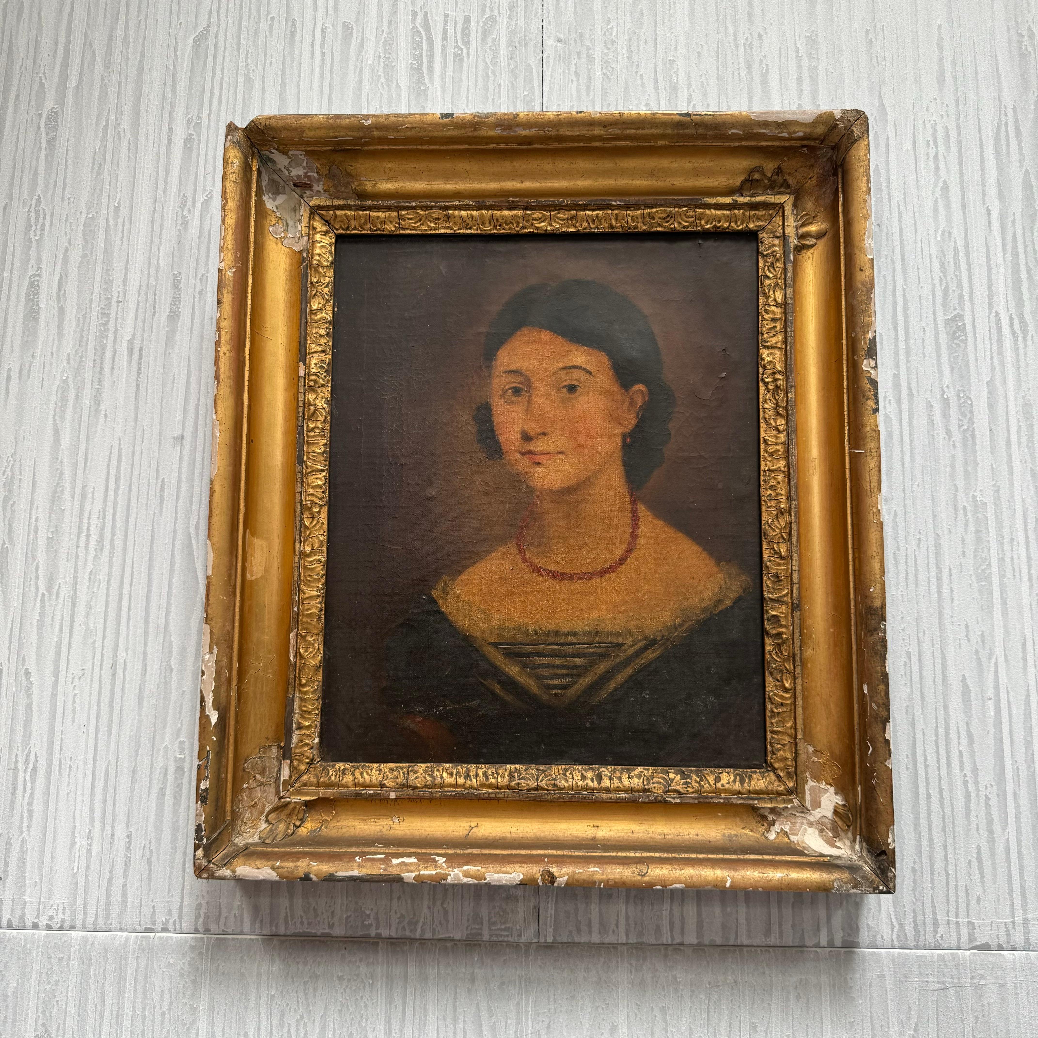 American Portrait Oil on Canvas Painting For Sale 2