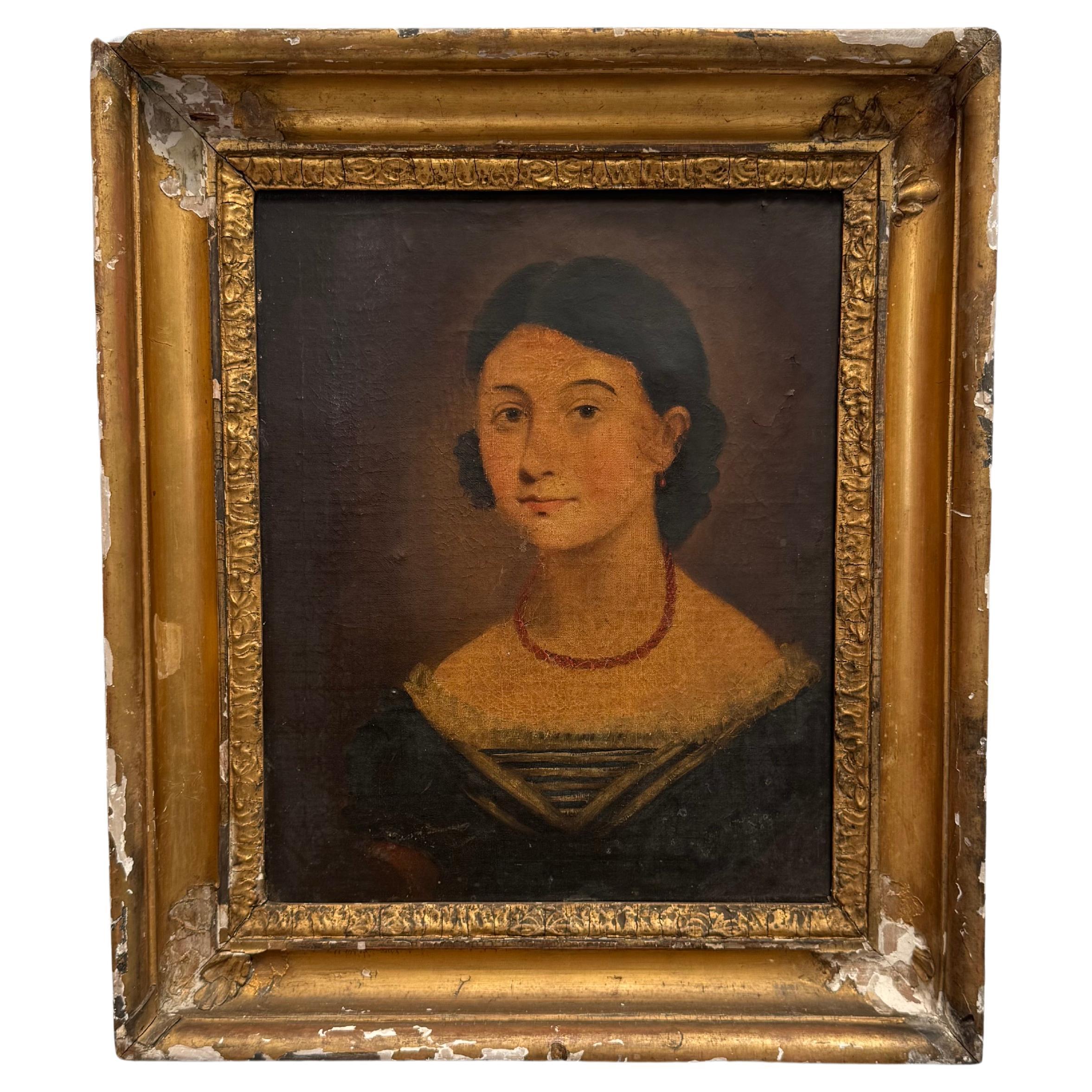 American Portrait Oil on Canvas Painting