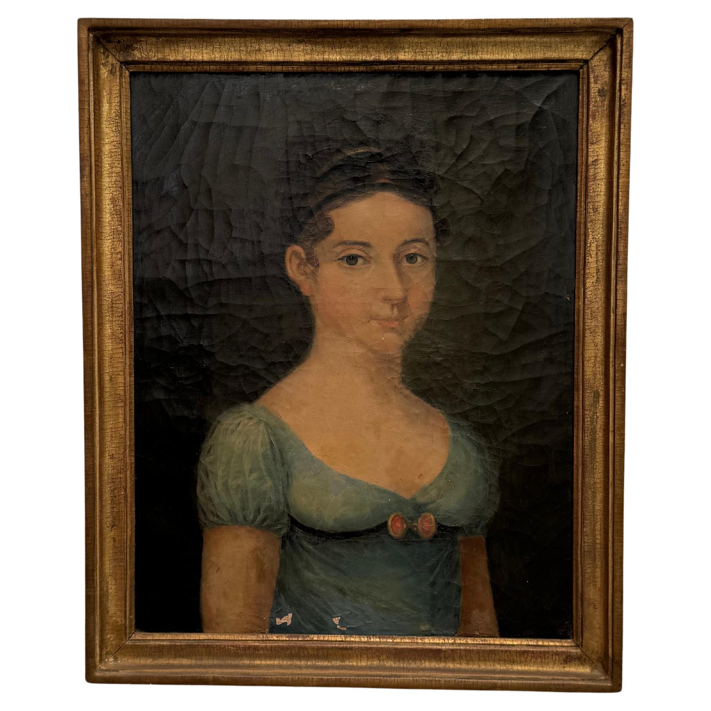 American Portrait Oil on Canvas Painting