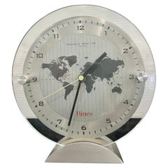 American Post Modern World Desk Table Clock Meridian Greenwich Mean Time