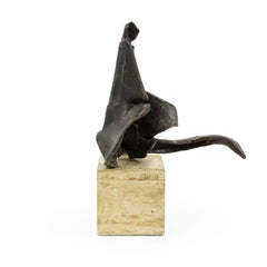 American Post-War Abstract Bronze Sculpture Mounted on a Marble Block