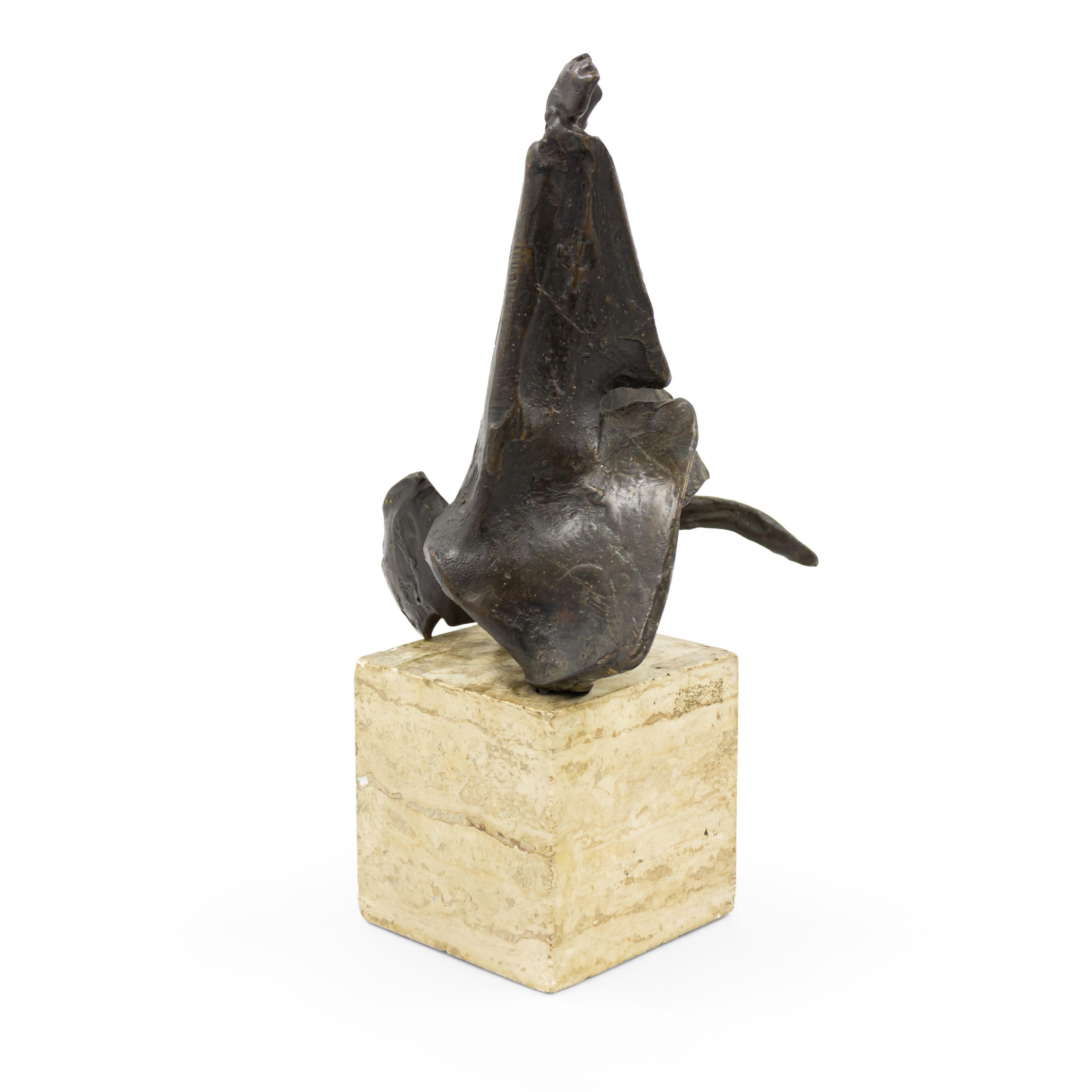 Post-Modern American Post-War Abstract Bronze Sculpture Mounted on a Marble Block For Sale