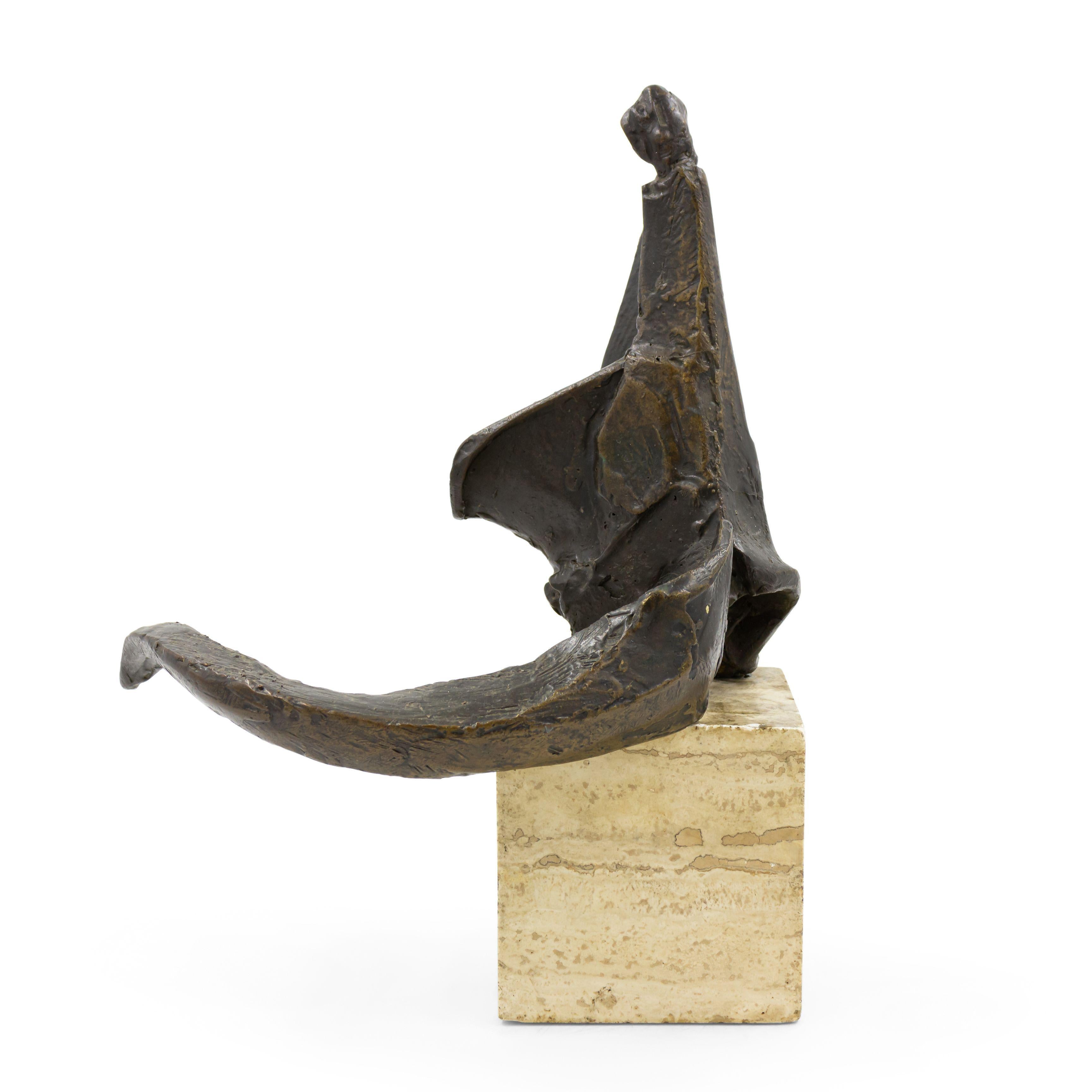 American Post-War Abstract Bronze Sculpture Mounted on a Marble Block For Sale 1