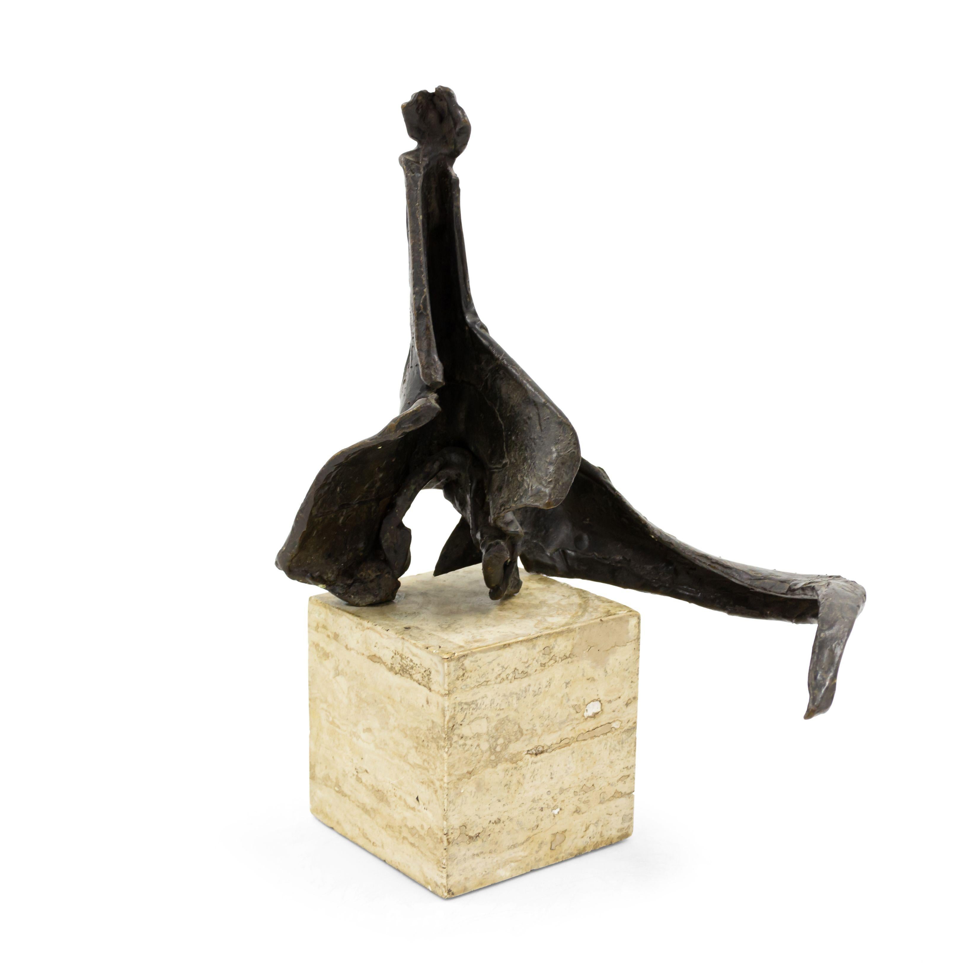 Abstrakte amerikanische Bronzeskulptur aus der Nachkriegszeit, montiert auf einem Marmorblock im Angebot 2