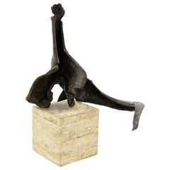 American Post-War Abstract Bronze Sculpture Mounted on a Marble Block