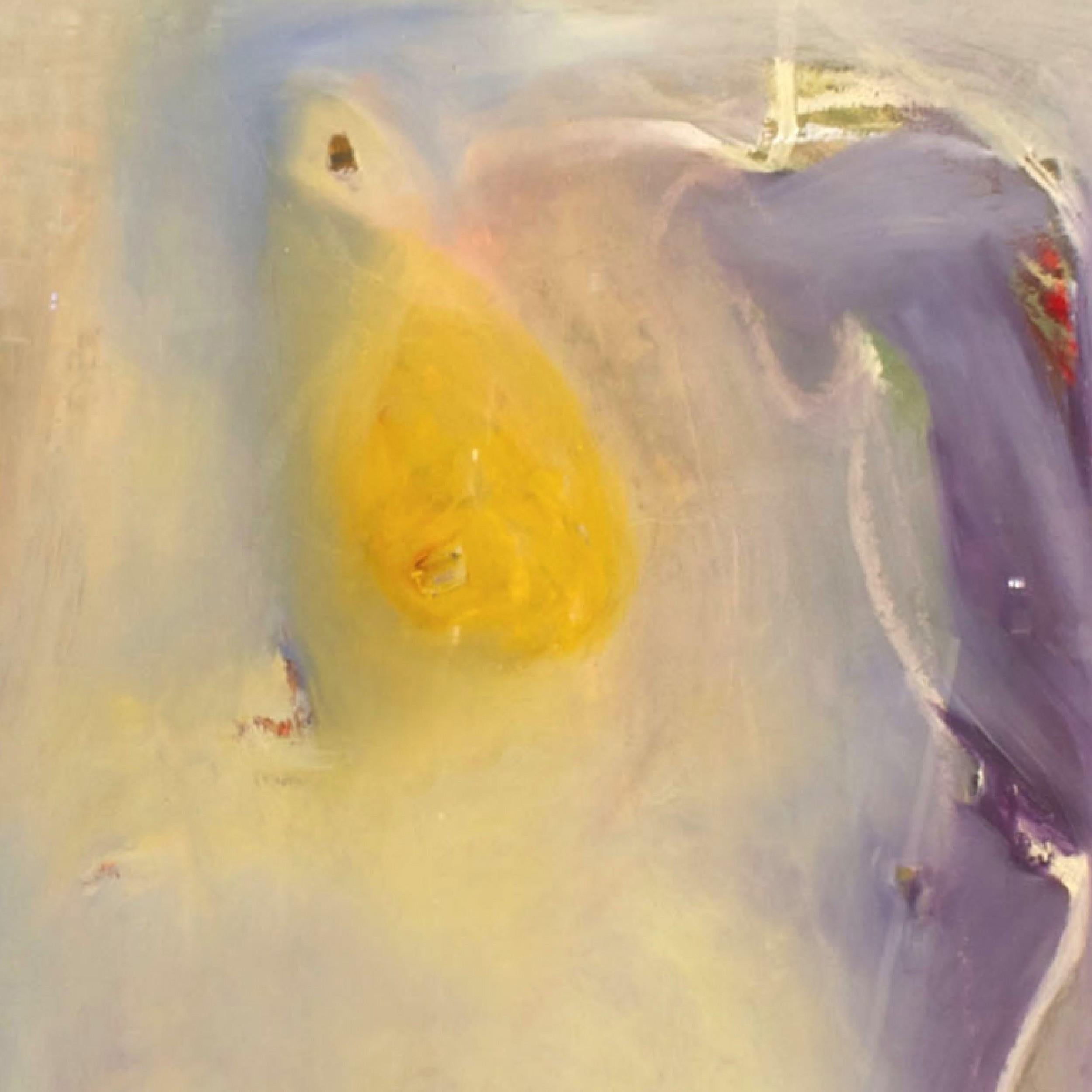 Art abstrait américain d'après-guerre, peinture à l'huile avec des nuances de violet et de rouge, motif 