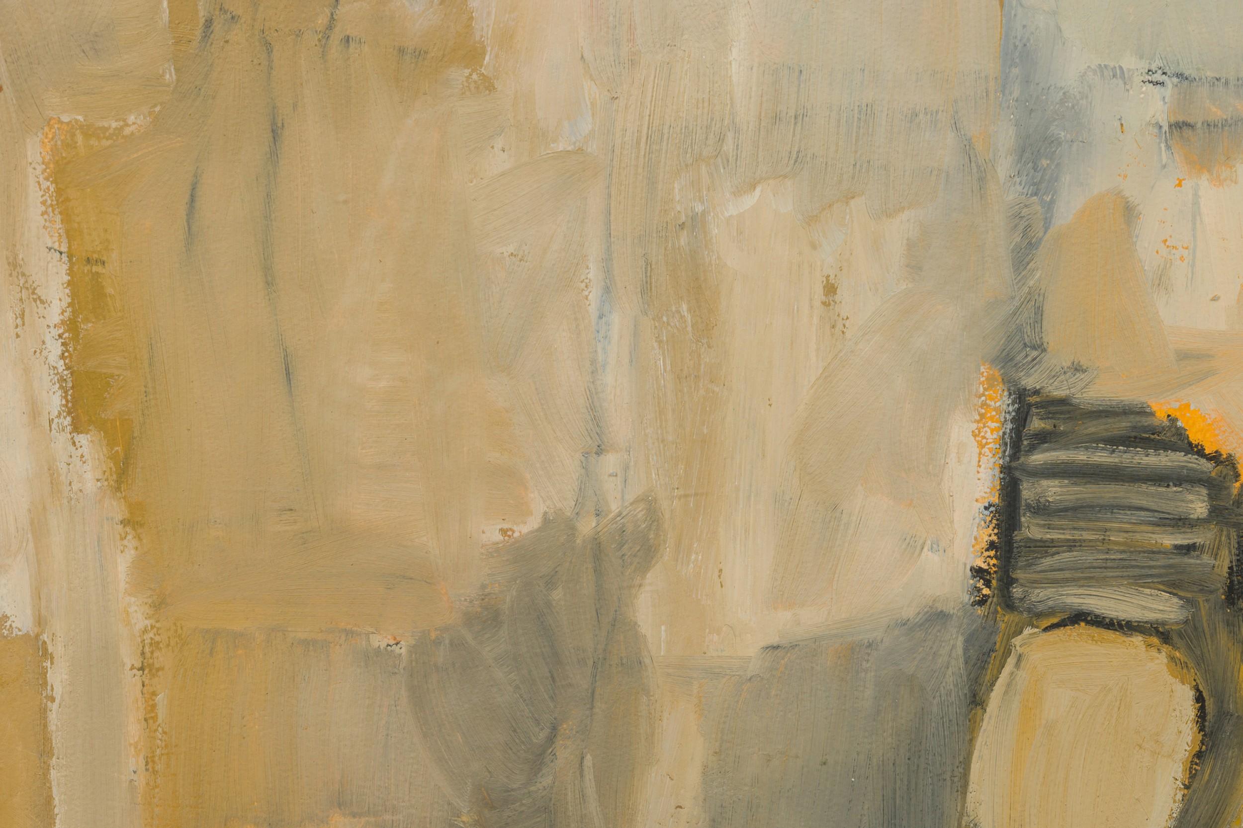 Peinture à l'huile abstraite américaine d'après-guerre Bon état - En vente à Queens, NY