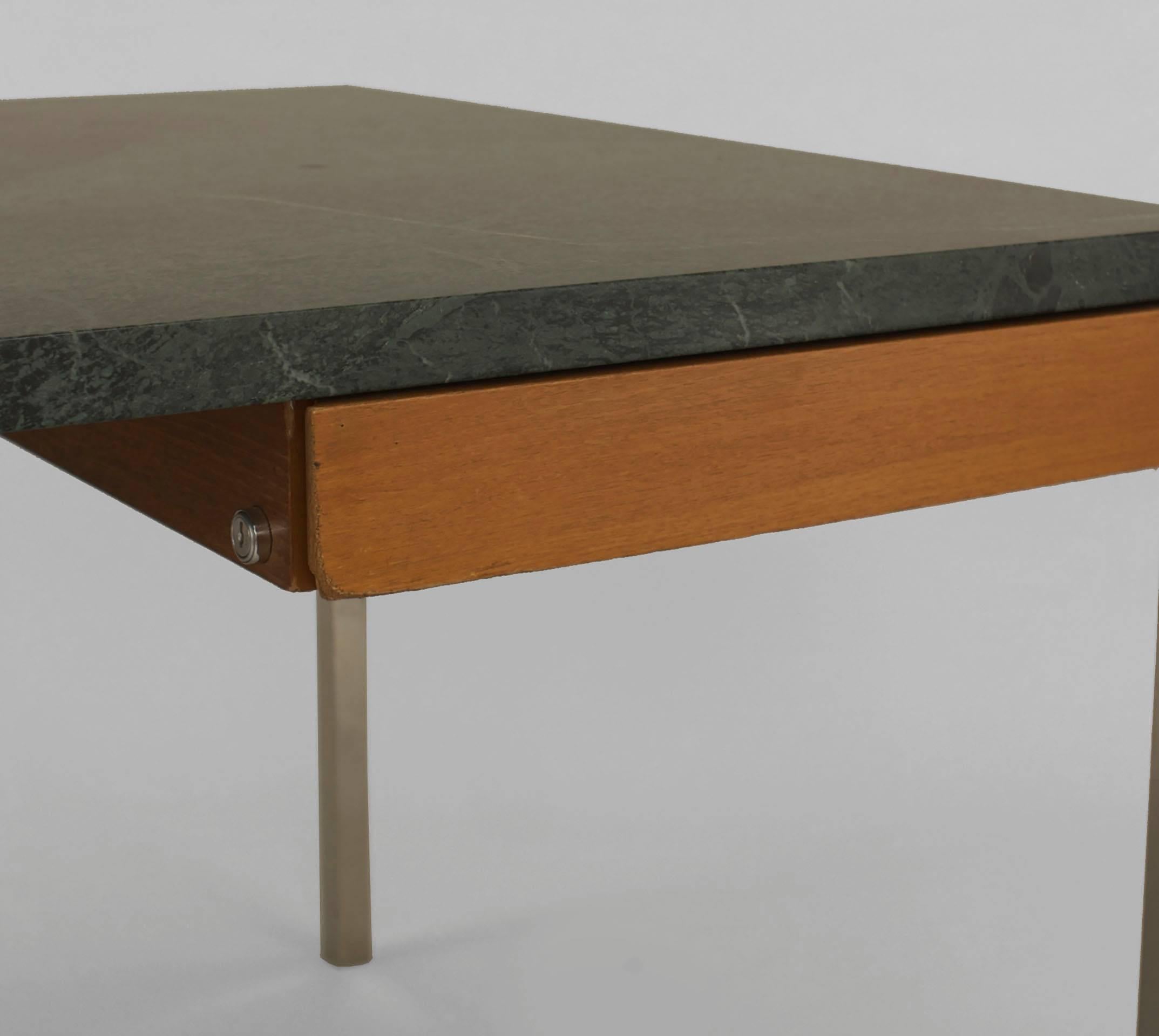 Post-Modern American Post-War Chrome and Marble Desk For Sale
