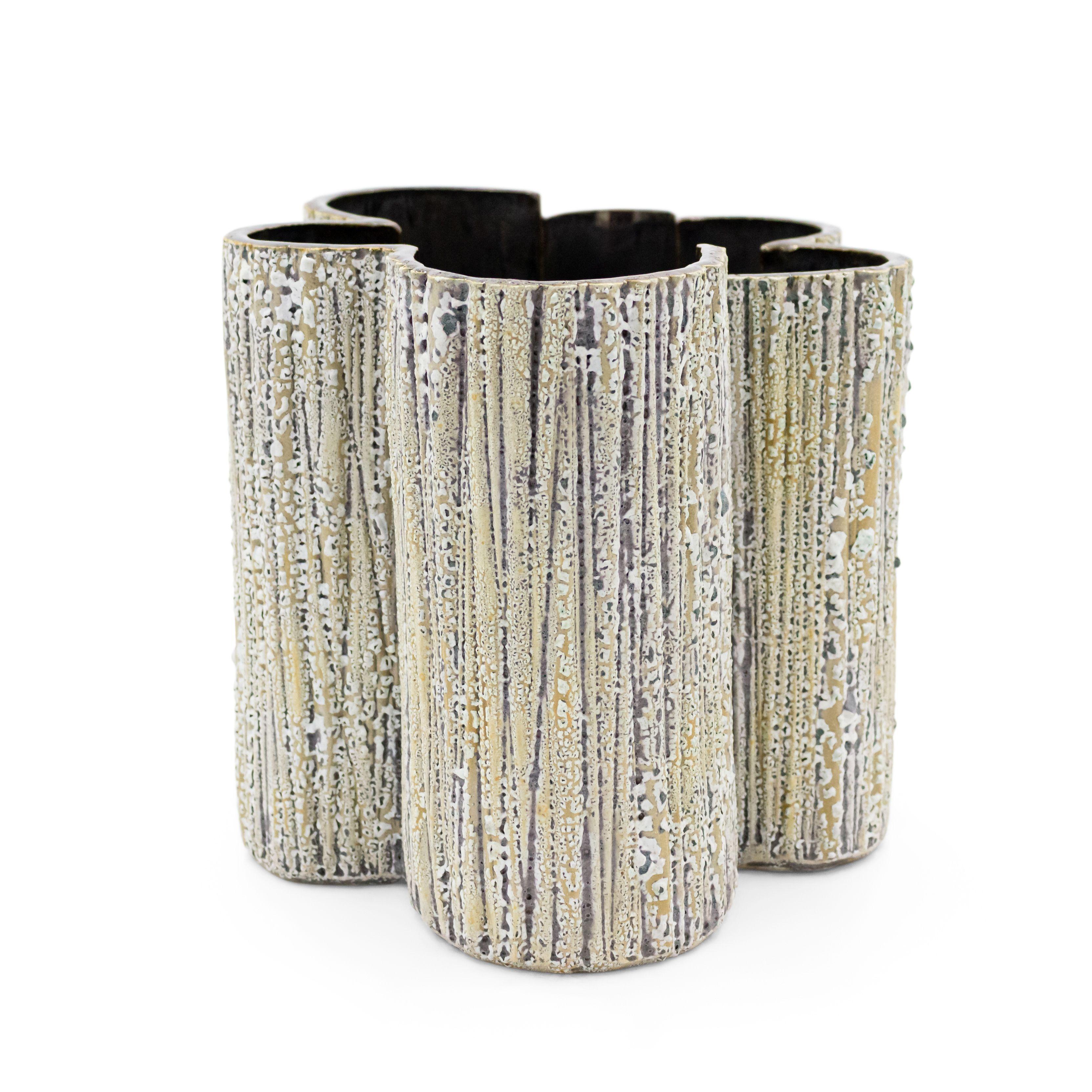 American Post-War Di Pasquale Bark Textured Vase In Good Condition For Sale In New York, NY