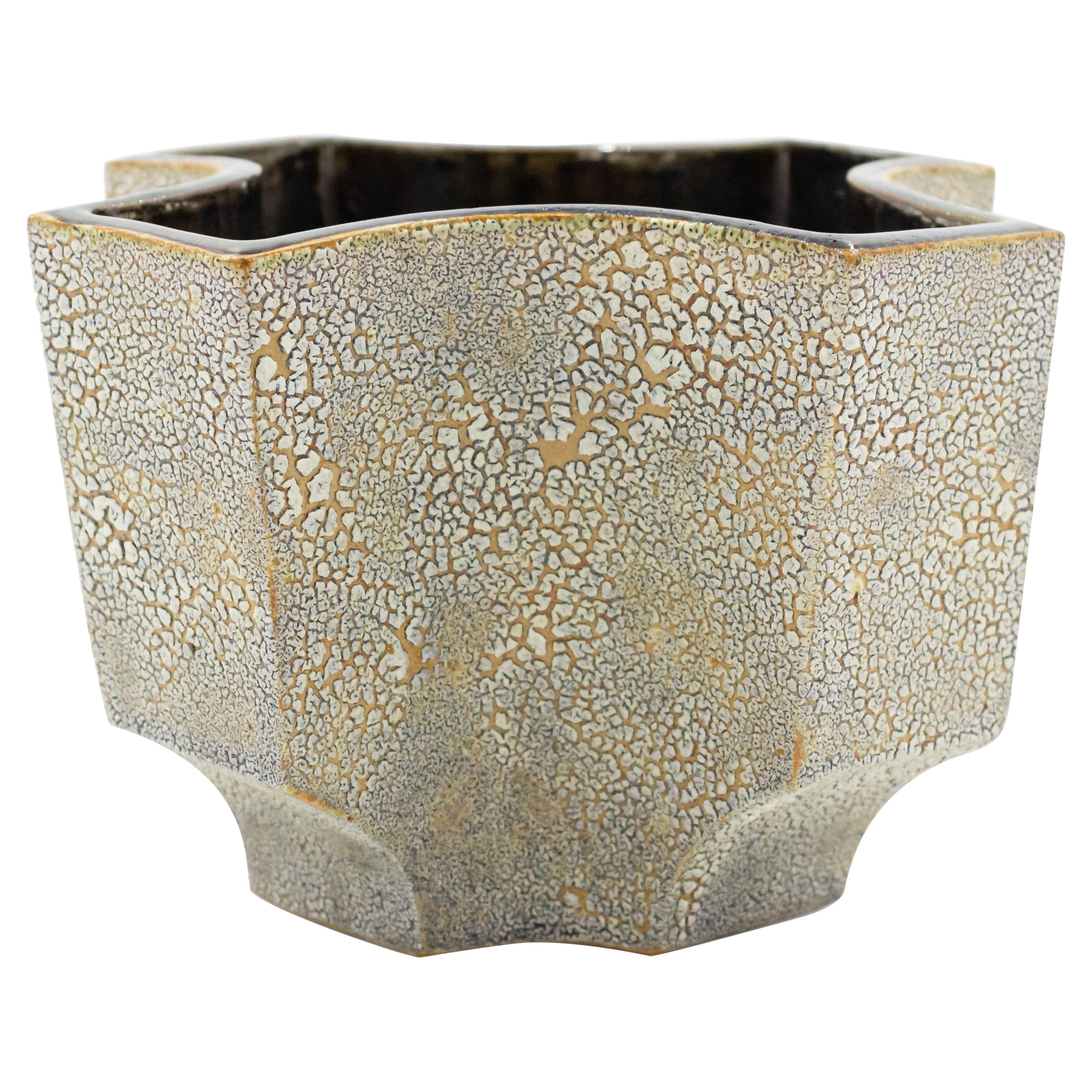 Vaso americano del dopoguerra Di Pasquale beige con texture