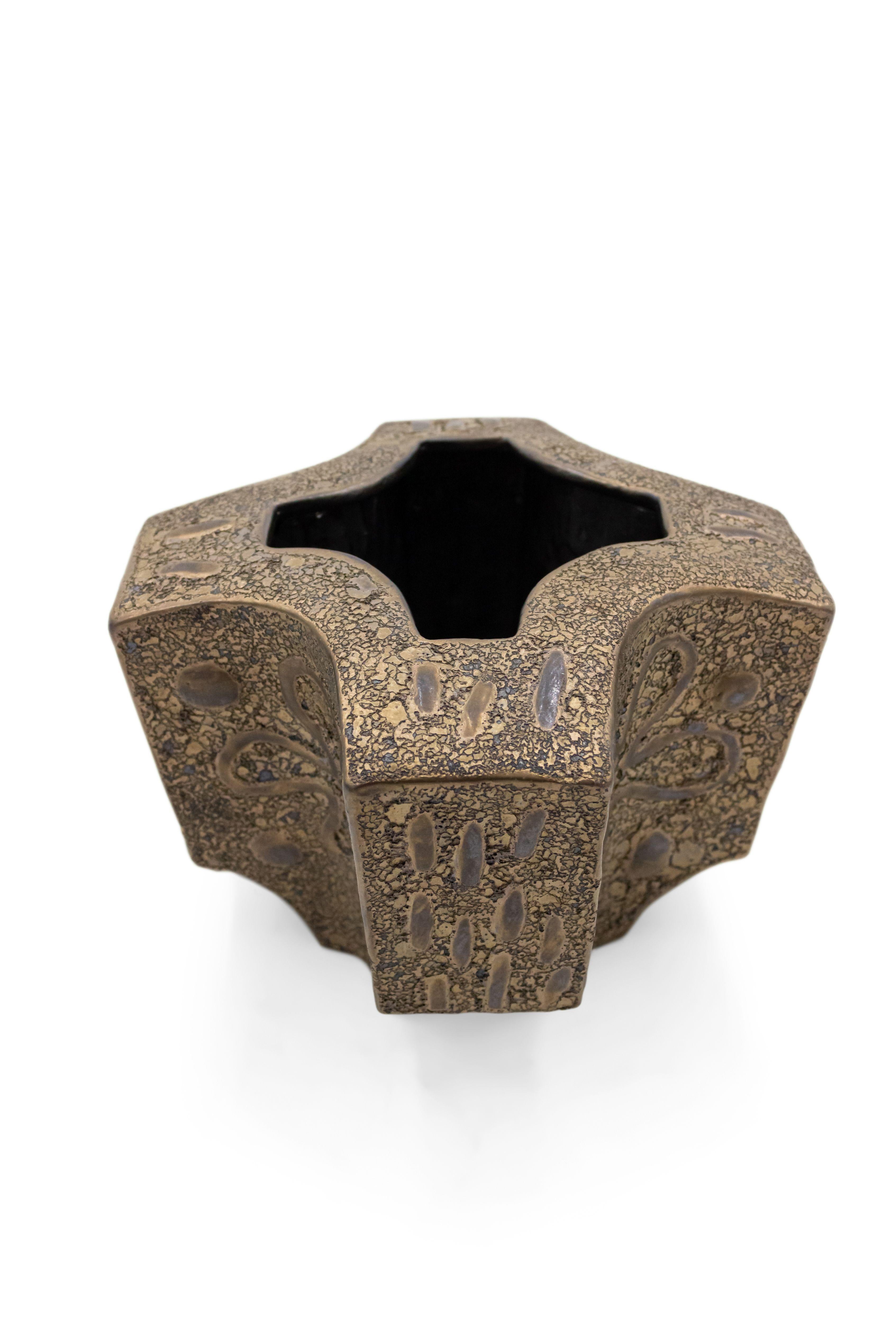 Américain Vase en céramique marron américain d'après-guerre de Di Pasquale en vente