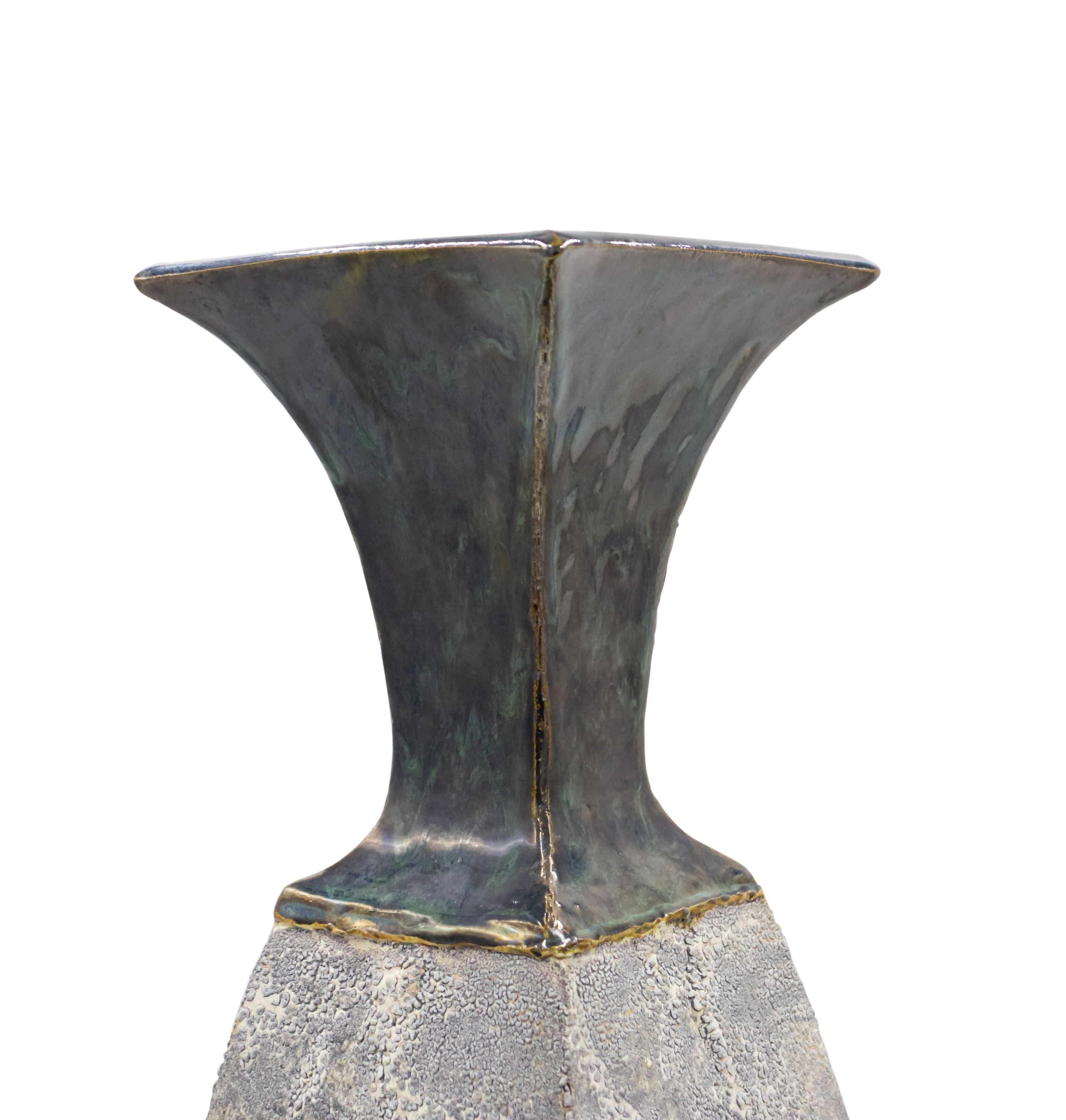 American Post-War Di Pasquale Gray Textured Vase In Good Condition For Sale In New York, NY