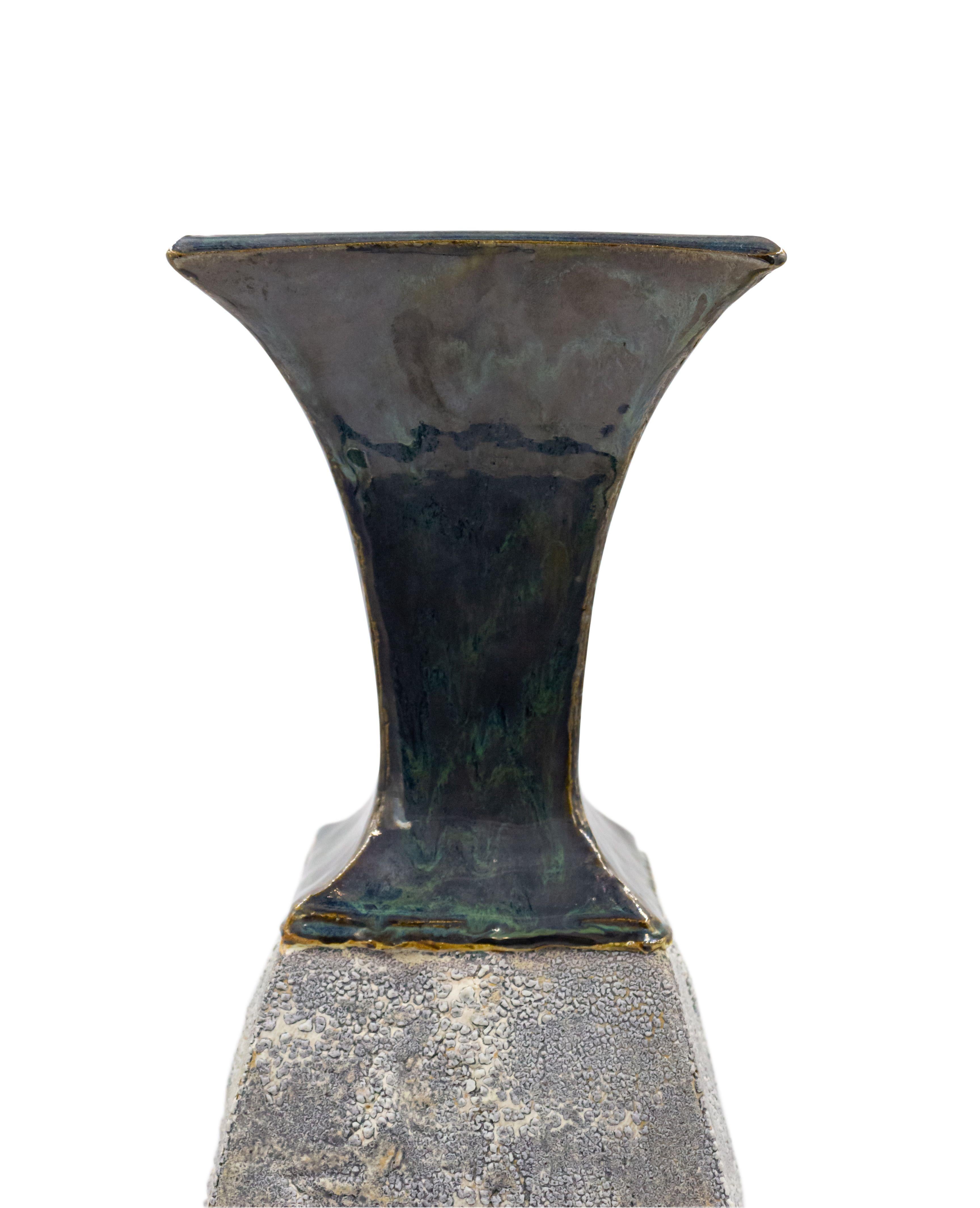 American Post-War Di Pasquale Gray Textured Vase For Sale 1