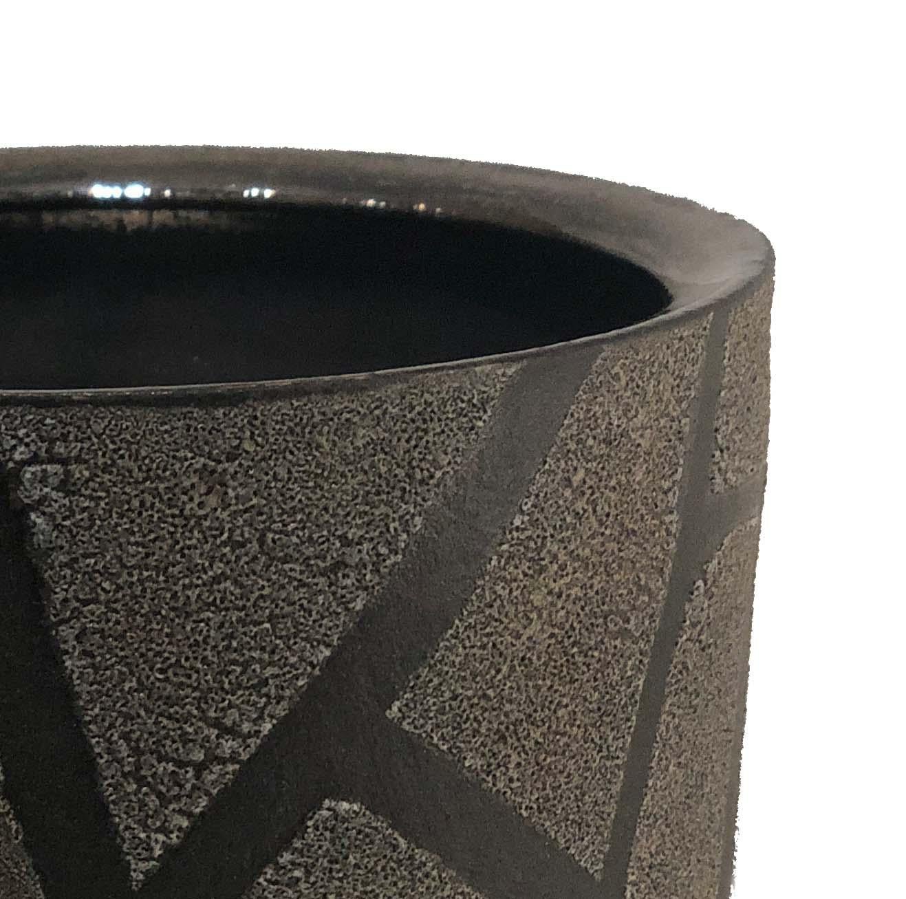 Modern American Post-War Di Pasquale Grey Geometric Textured Vase For Sale