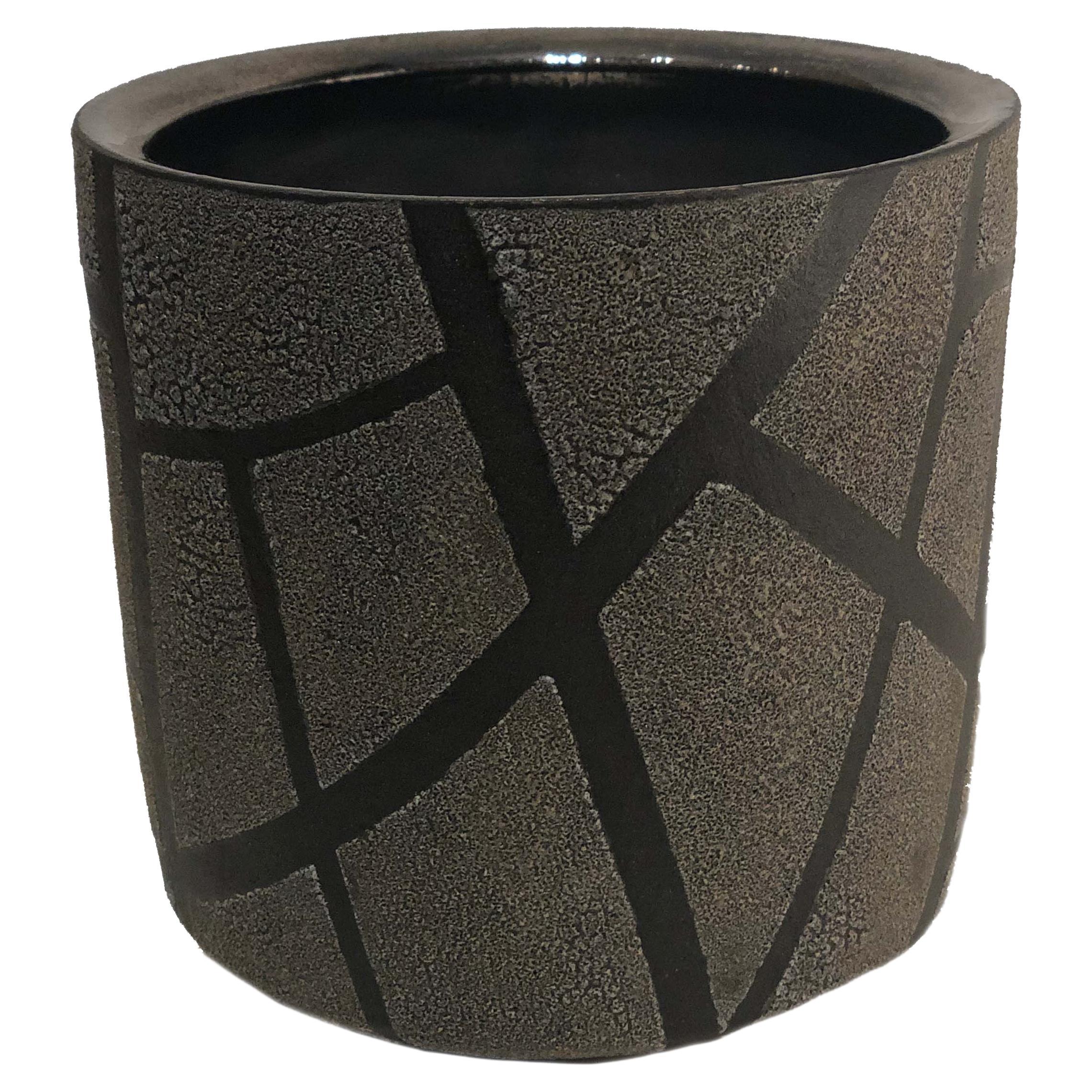 American Post-War Di Pasquale Grey Geometric Textured Vase
