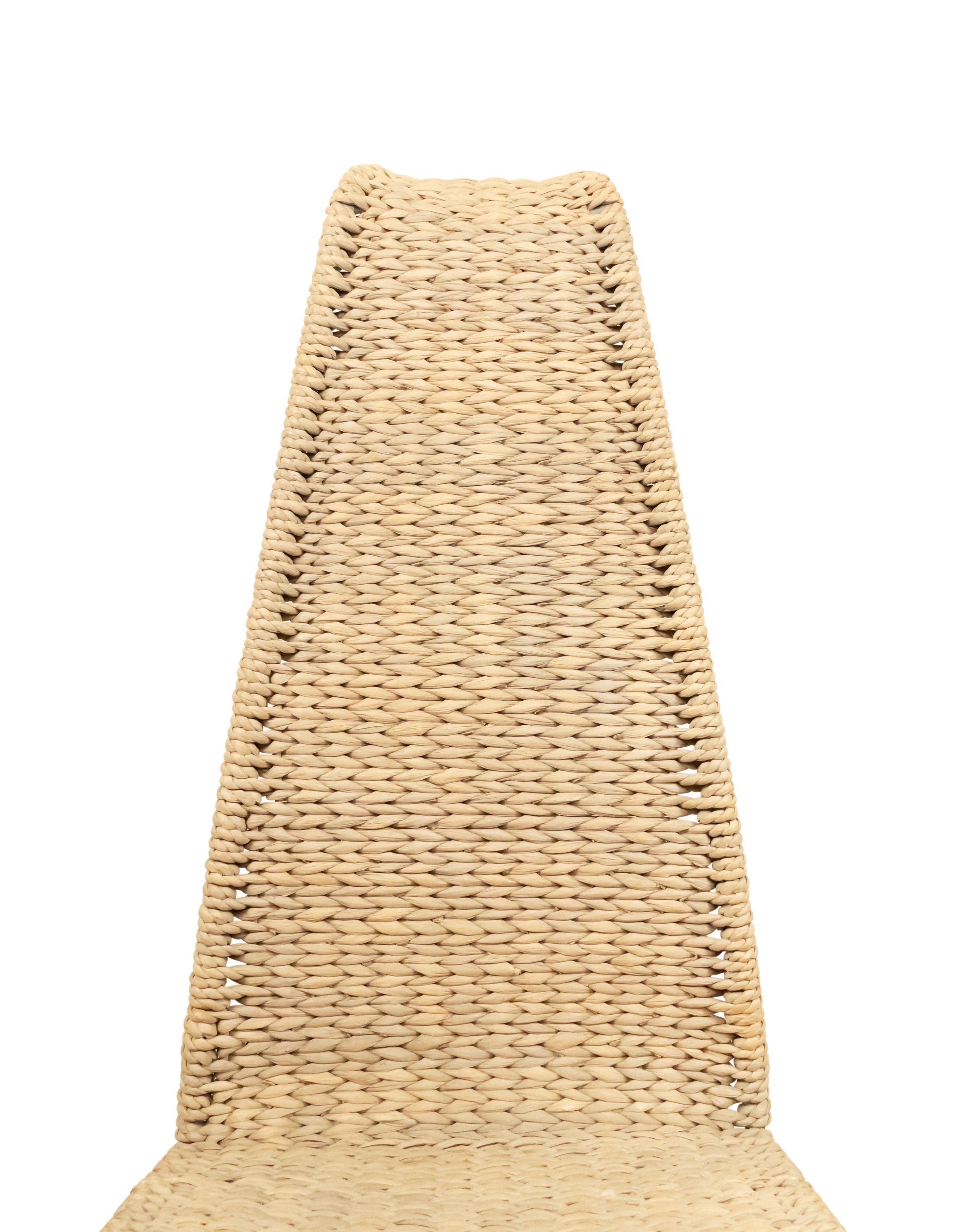 Woven American Post-War Rattan Side Chair For Sale