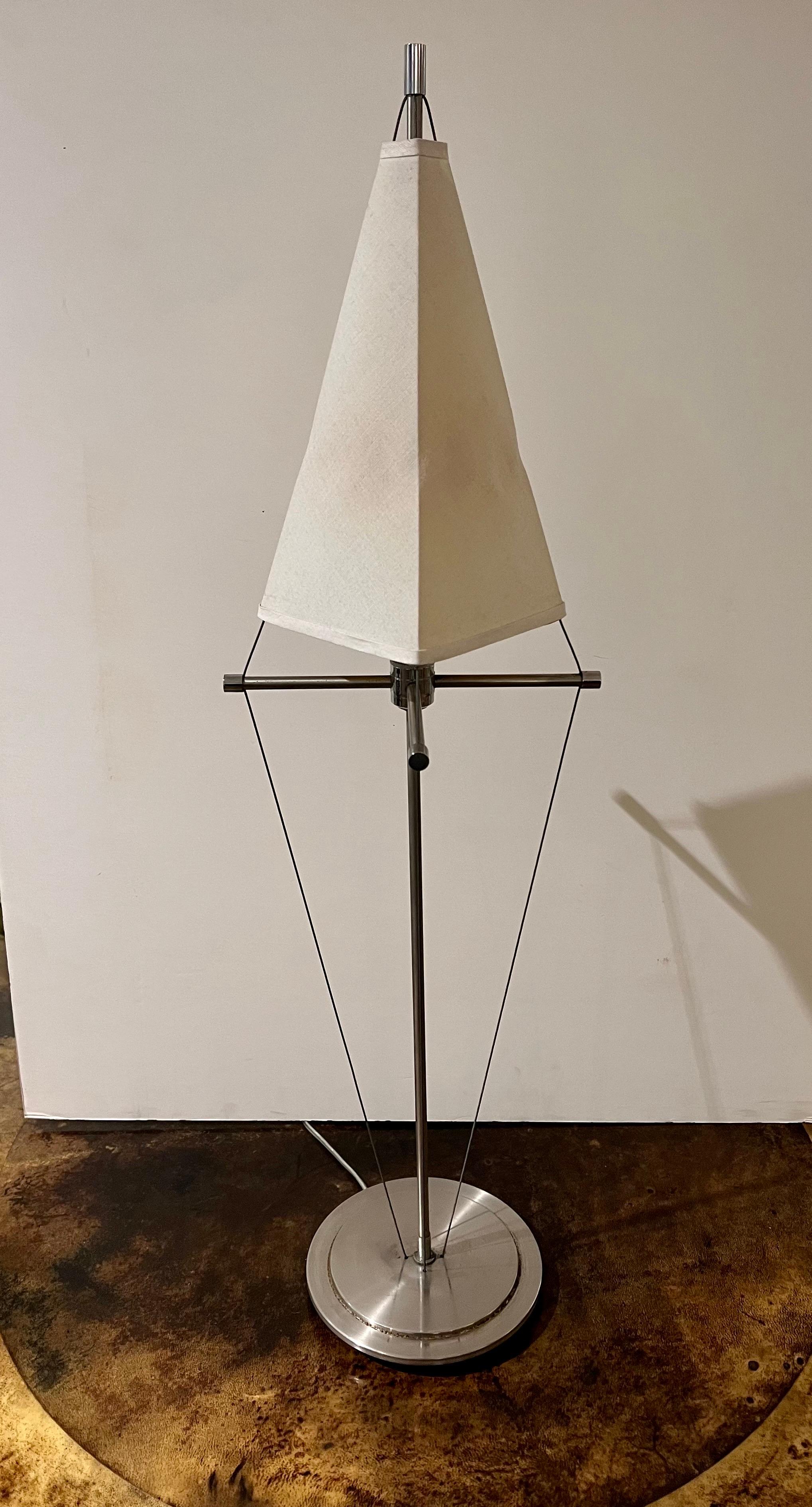 Original and very rare kite lamp postmodern, designed by Robert sonneman for george Kovacs, circa 1980's the lamp shows some rust due to age but comes with its original shade worn as shown.