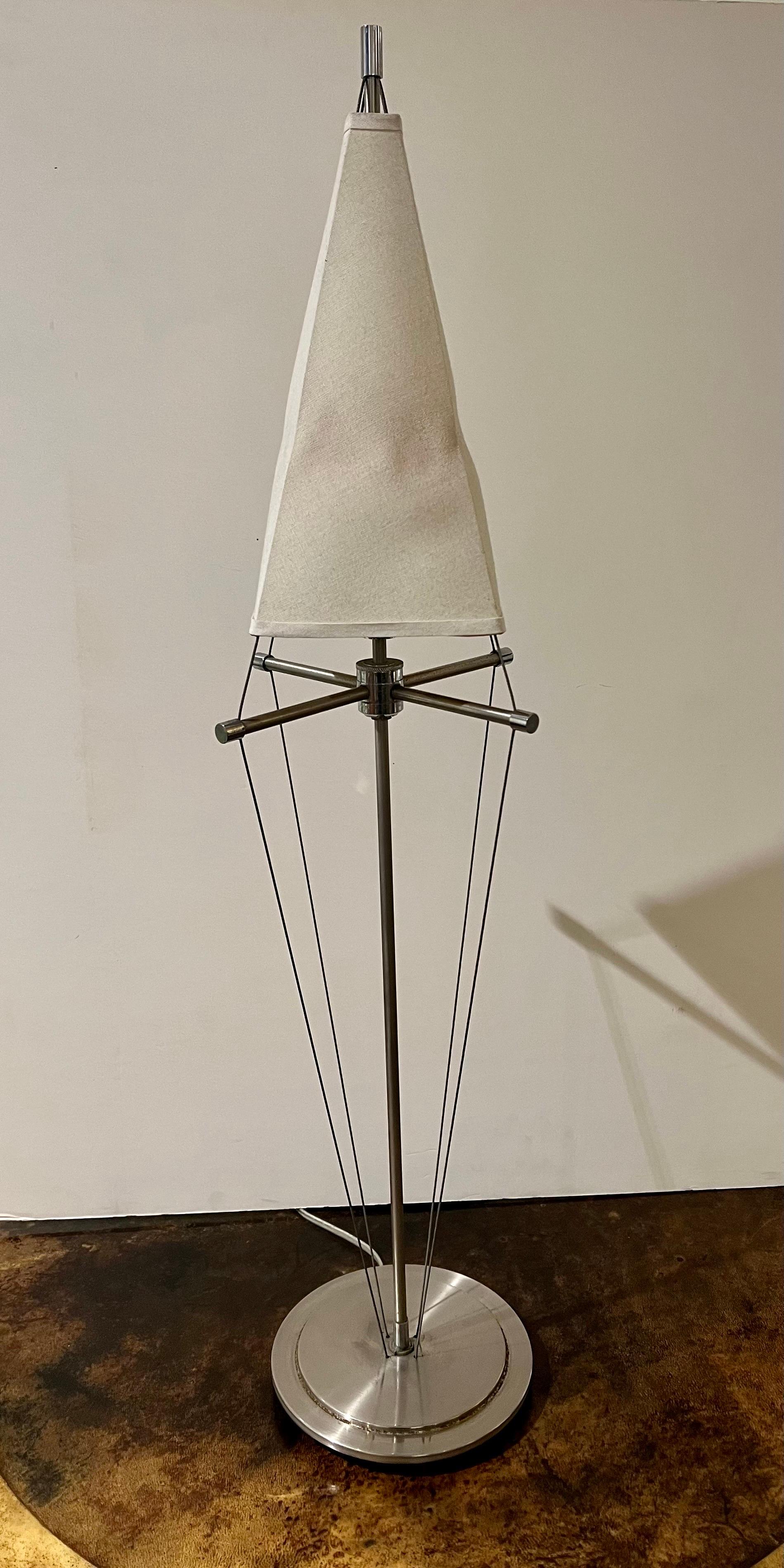Post-Modern American Postmodern Brushed Stainless Steel Kite Lamp by Robert Sonneman