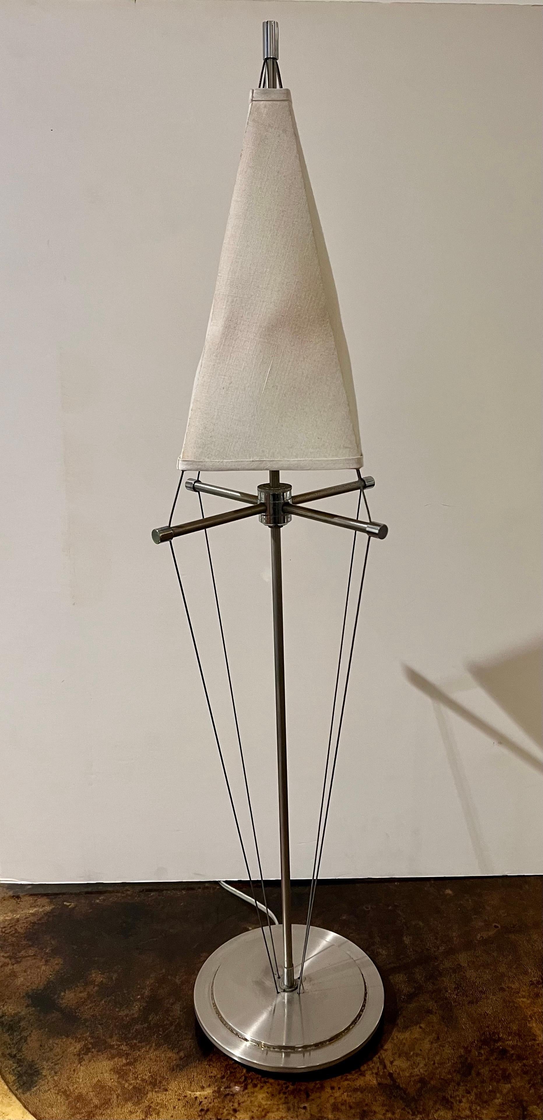 American Postmodern Brushed Stainless Steel Kite Lamp by Robert Sonneman In Good Condition In San Diego, CA