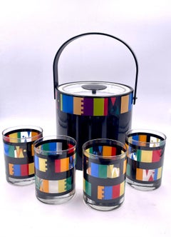 American Postmodern Ice Bucket & Glass Set of 4 by Georges Briard