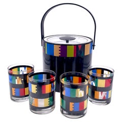 American Postmodern Ice Bucket & Glass Set of 4 by Georges Briard