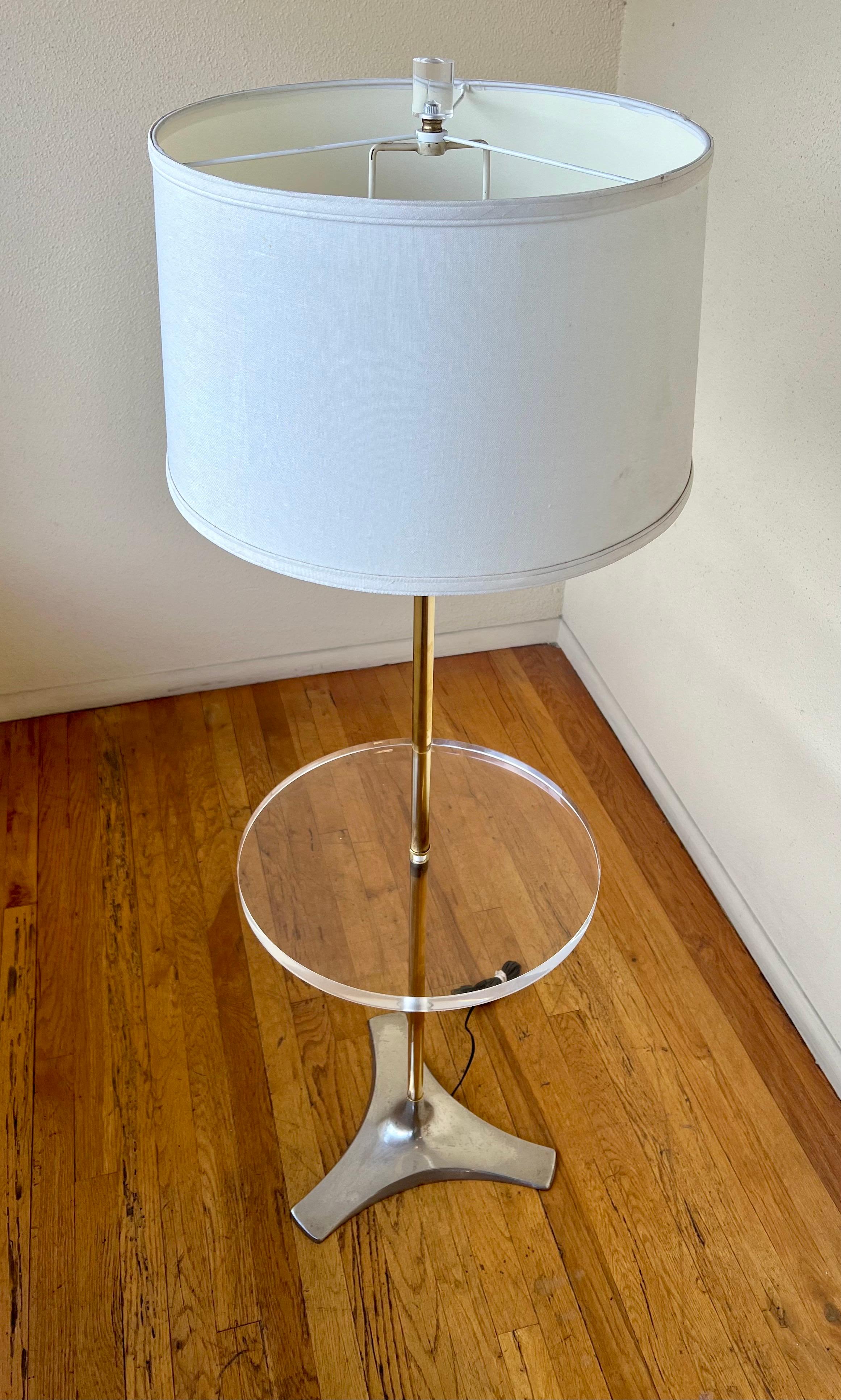 Post-Modern American Postmodern Lucite Brass & Chrome Table Lamp by Laurel Lighting Co.