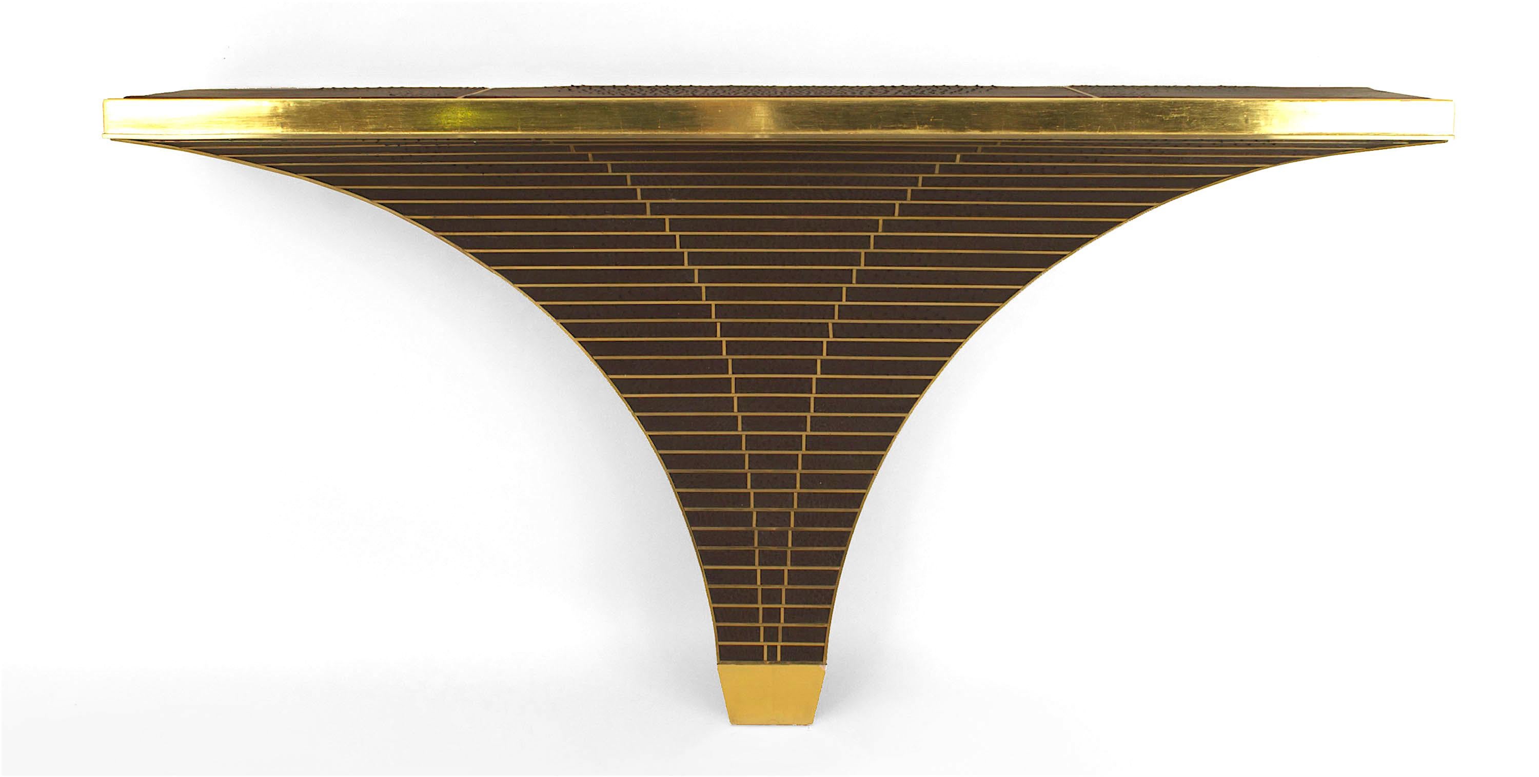 Post-Modern American Postwar Design ‘Modern’ Brass Trimmed Console Table