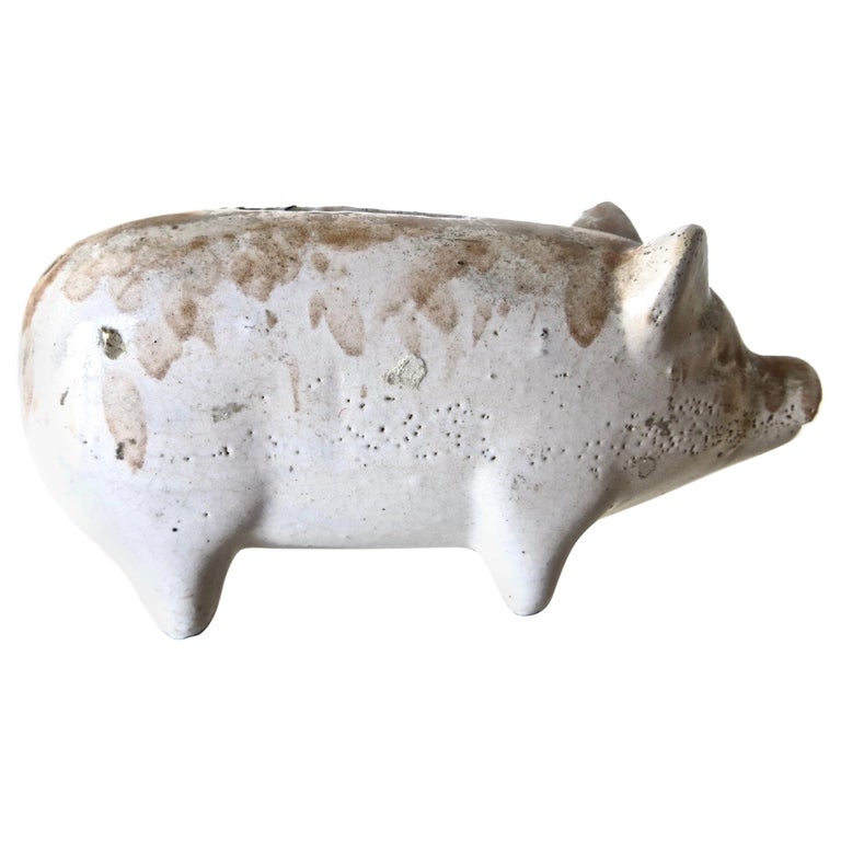 American Pottery Pig Bank, Circa 1880's For Sale