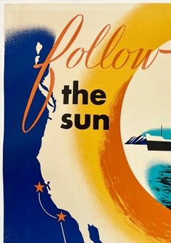 AMERICAN PRESIDENT LINES - DA NEW YORK ALLA CALIFORNIA. Manifesto di viaggio vintage originale
